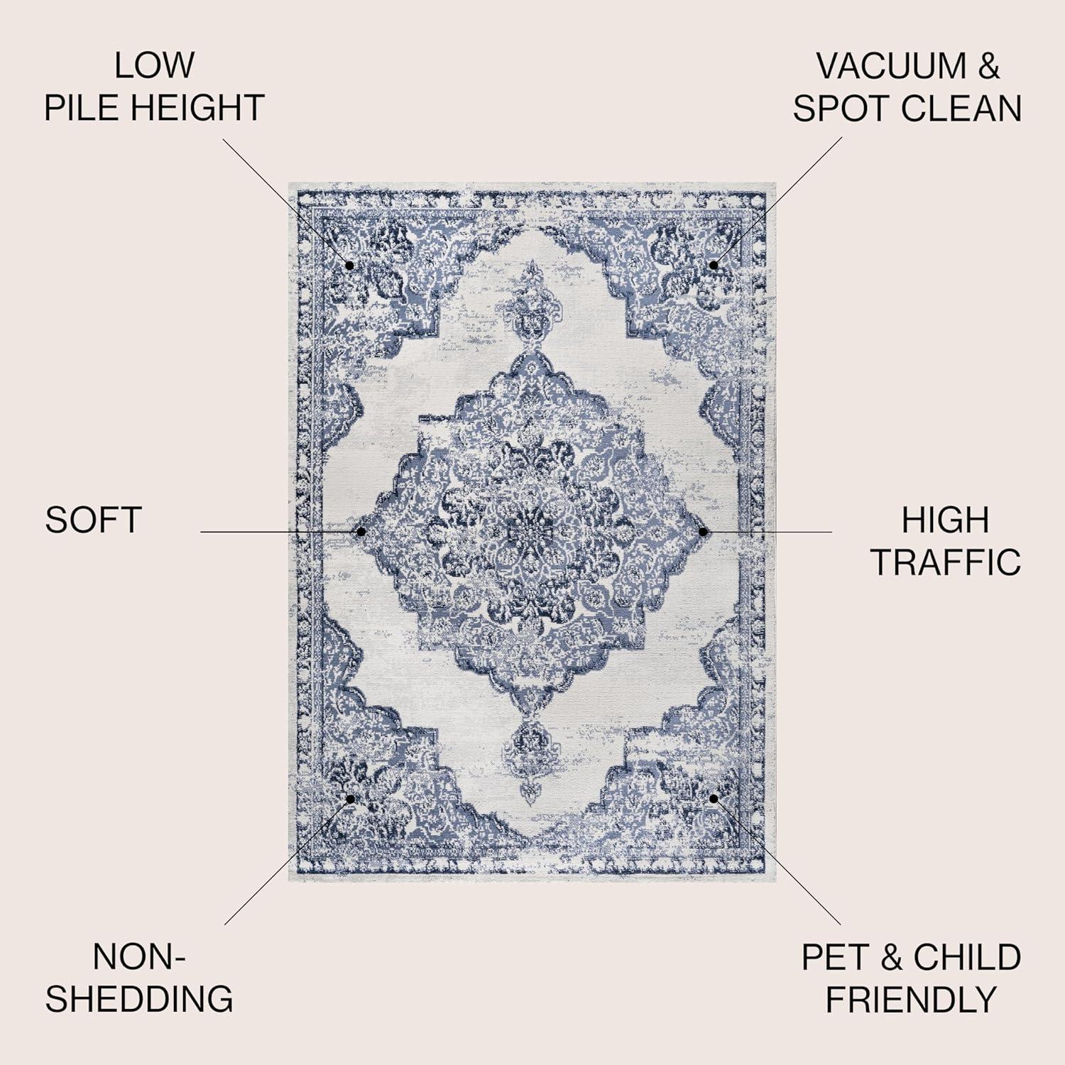 imageJONATHAN Y Alhambra Ornate Medallion Modern BrownCream Indoor Area Rug 8x10 Vintage Bohemian EasyCleaning for Living Room Bedroom Kitchen Pet Friendly NonShedding MDP400B8Light Blue Ivory