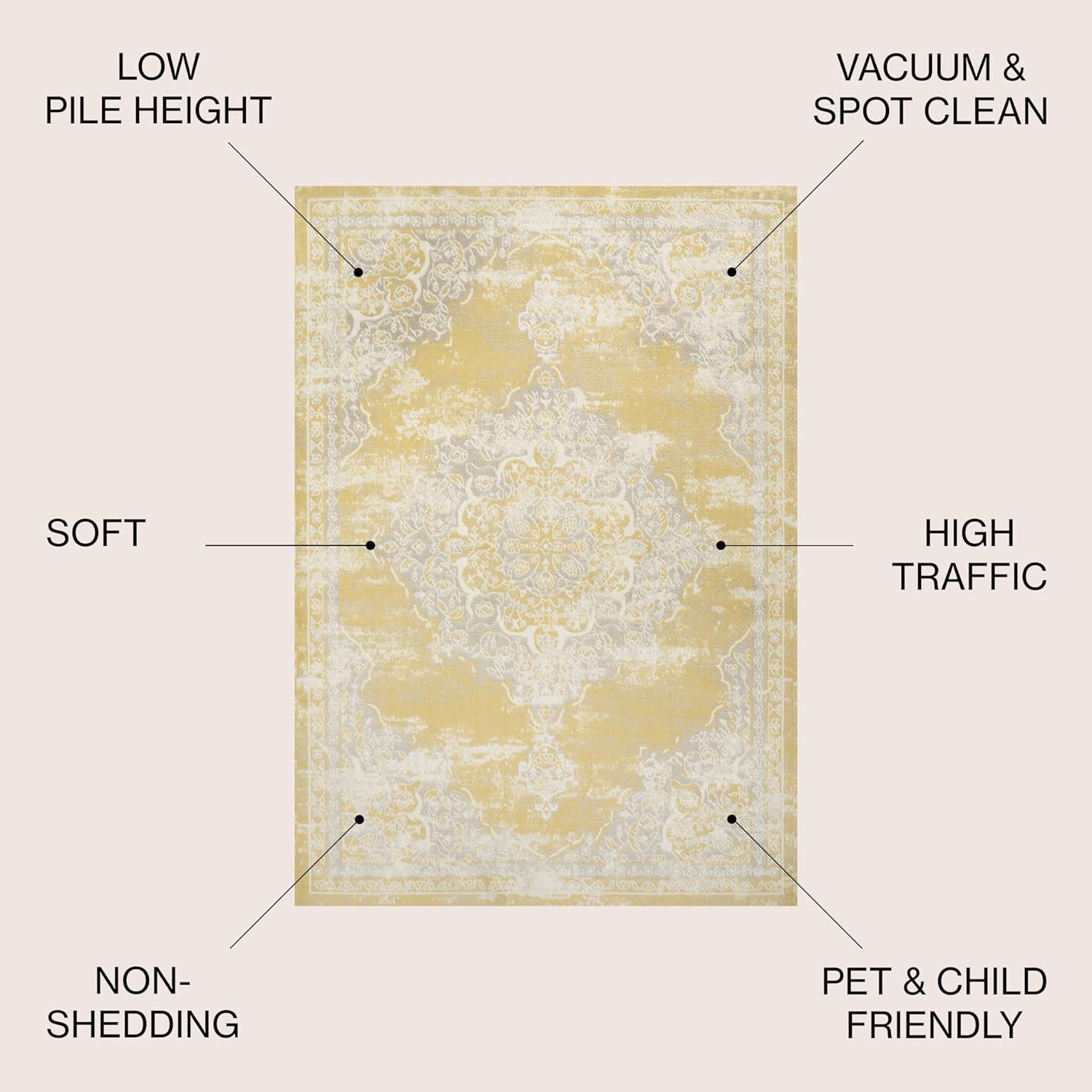 imageJONATHAN Y Alhambra Ornate Medallion Modern BrownCream Indoor Area Rug 8x10 Vintage Bohemian EasyCleaning for Living Room Bedroom Kitchen Pet Friendly NonShedding MDP400B8YellowCream