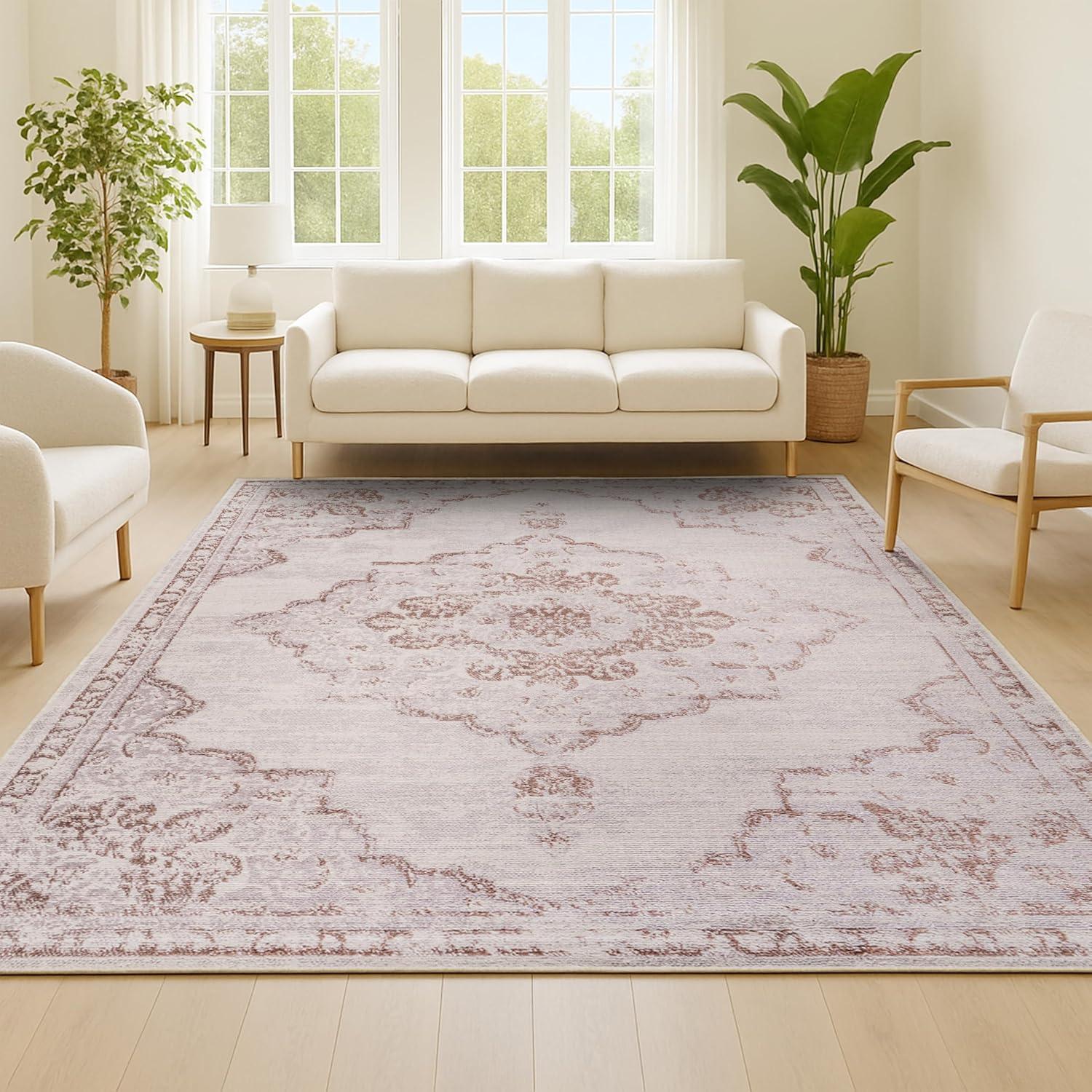 imageJONATHAN Y Alhambra Ornate Medallion Modern BrownCream Indoor Area Rug 8x10 Vintage Bohemian EasyCleaning for Living Room Bedroom Kitchen Pet Friendly NonShedding MDP400B8CreamRed