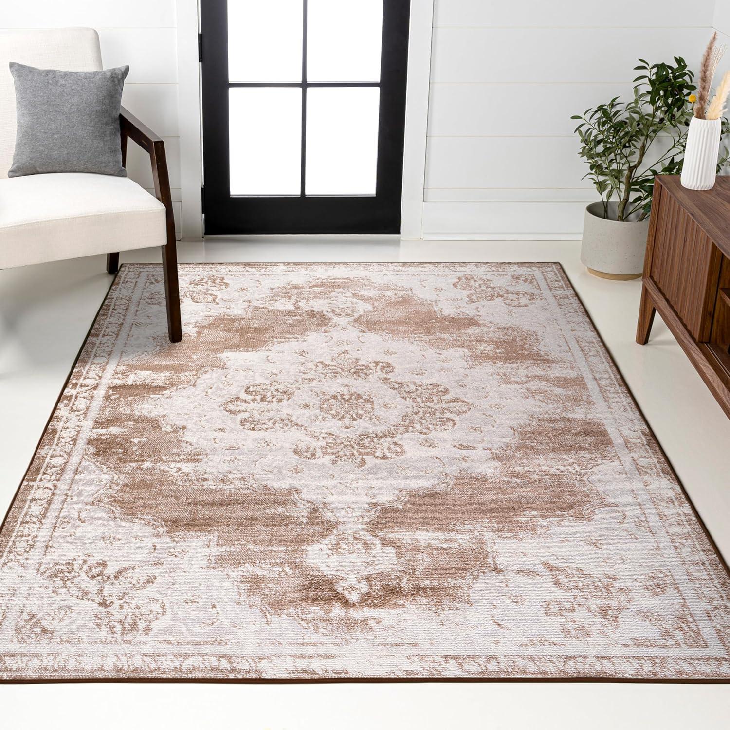 imageJONATHAN Y Alhambra Ornate Medallion Modern BrownCream Indoor Area Rug 8x10 Vintage Bohemian EasyCleaning for Living Room Bedroom Kitchen Pet Friendly NonShedding MDP400B8BrownCream