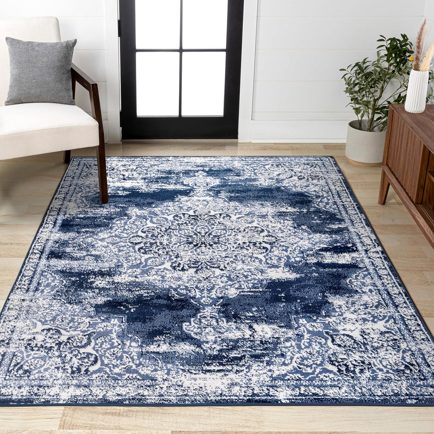 imageJONATHAN Y Alhambra Ornate Medallion Modern BrownCream Indoor Area Rug 8x10 Vintage Bohemian EasyCleaning for Living Room Bedroom Kitchen Pet Friendly NonShedding MDP400B8NavyIvory