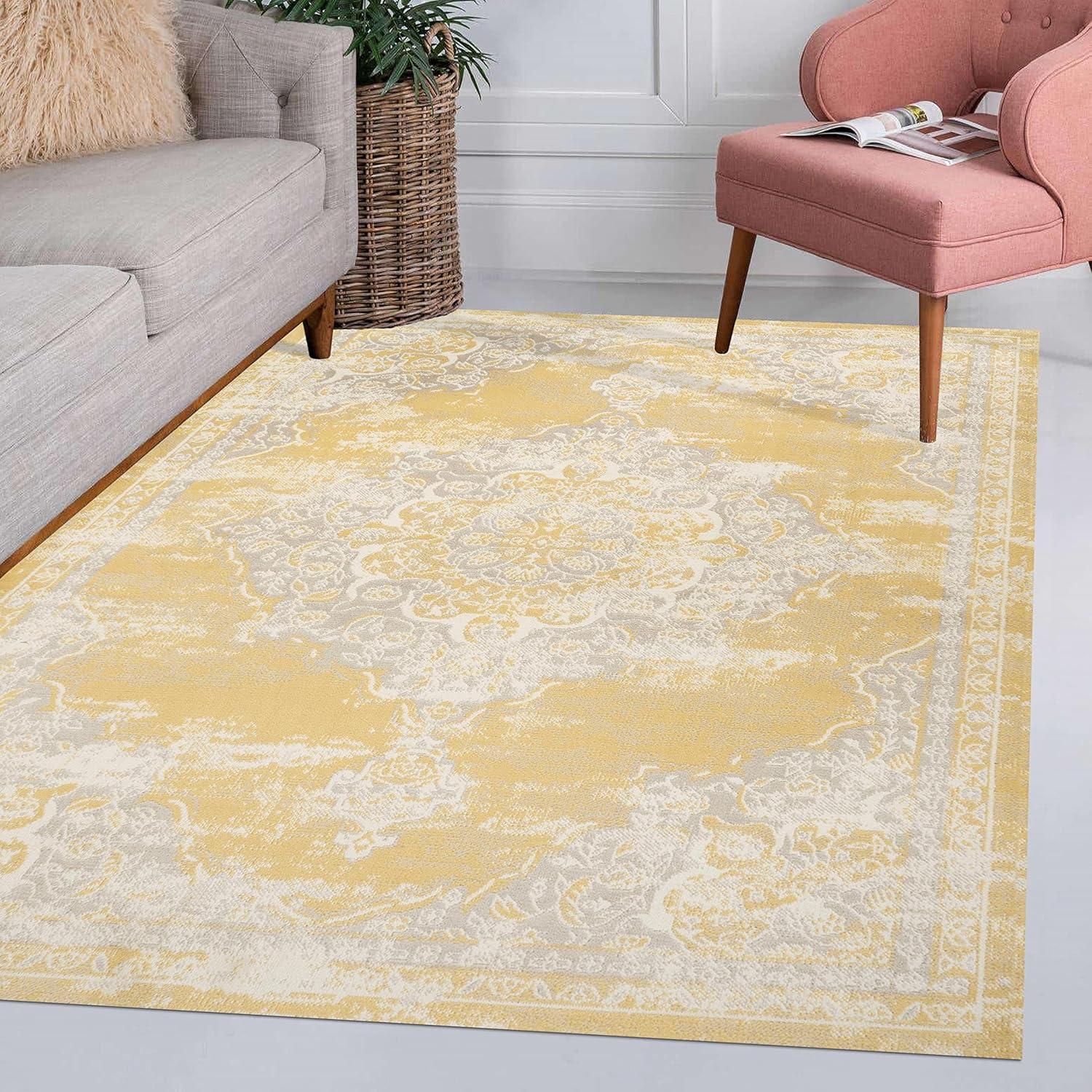 imageJONATHAN Y Alhambra Ornate Medallion Modern BrownCream Indoor Area Rug 8x10 Vintage Bohemian EasyCleaning for Living Room Bedroom Kitchen Pet Friendly NonShedding MDP400B8YellowCream