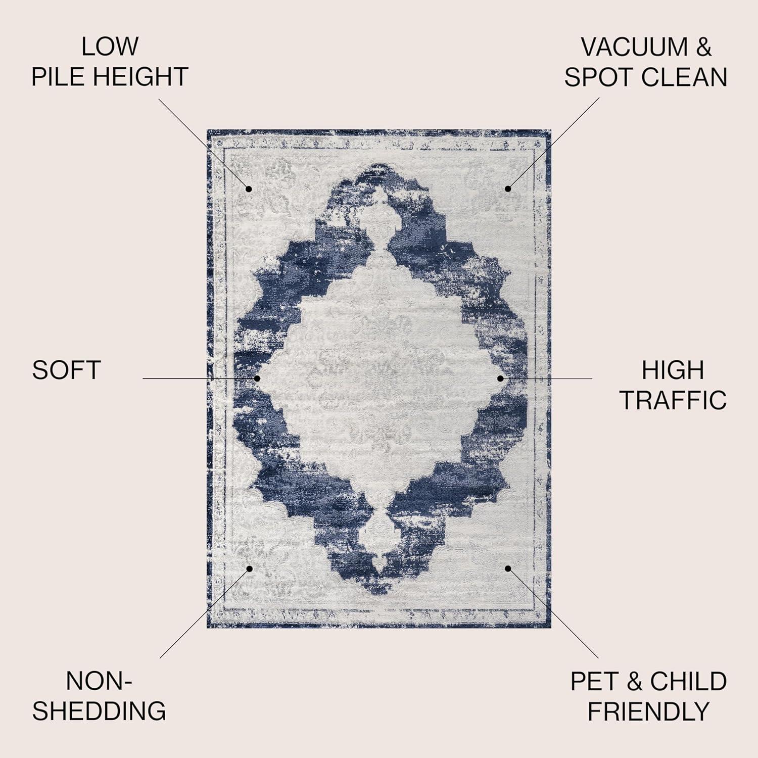 imageJONATHAN Y Alhambra Ornate Medallion Modern BrownCream Indoor Area Rug 8x10 Vintage Bohemian EasyCleaning for Living Room Bedroom Kitchen Pet Friendly NonShedding MDP400B8IvoryNavy