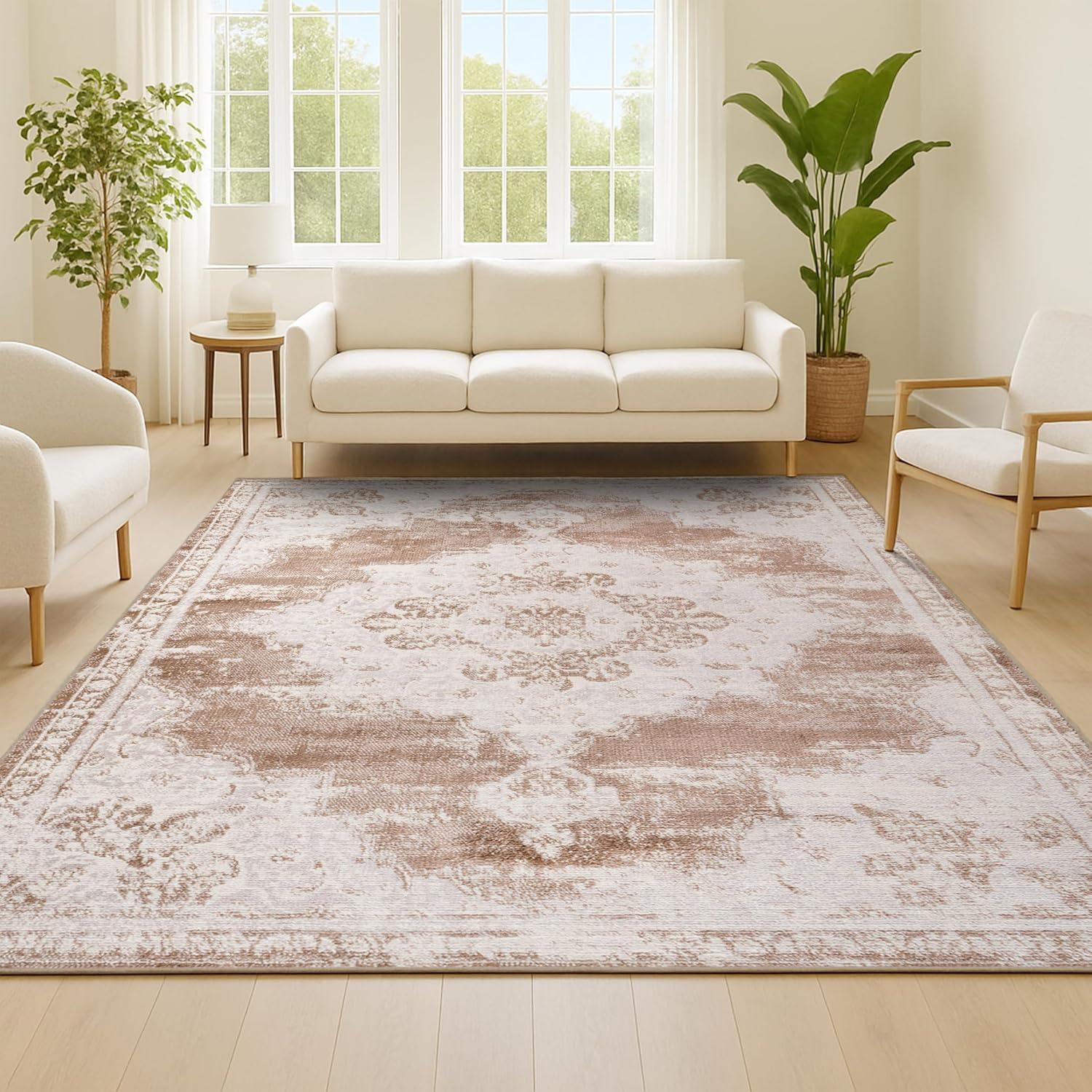 imageJONATHAN Y Alhambra Ornate Medallion Modern BrownCream Indoor Area Rug 8x10 Vintage Bohemian EasyCleaning for Living Room Bedroom Kitchen Pet Friendly NonShedding MDP400B8BrownCream