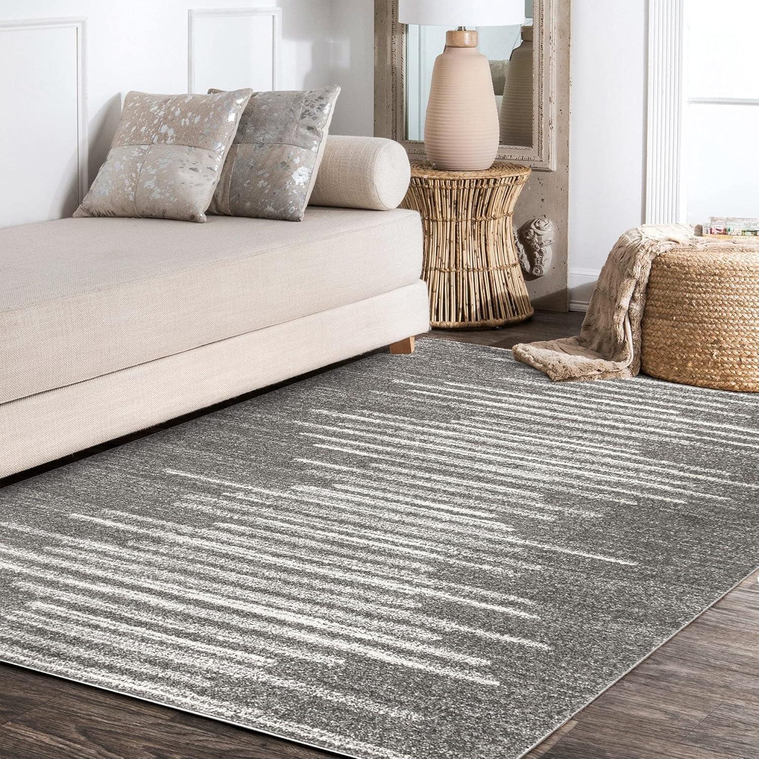 imageJONATHAN Y Aya Berber Stripe Geometric CreamGray Indoor Area Rug 8x10 Contemporary Modern EasyCleaning for Living Room Bedroom Kitchen Pet Friendly NonShedding MOH205A8GrayCream
