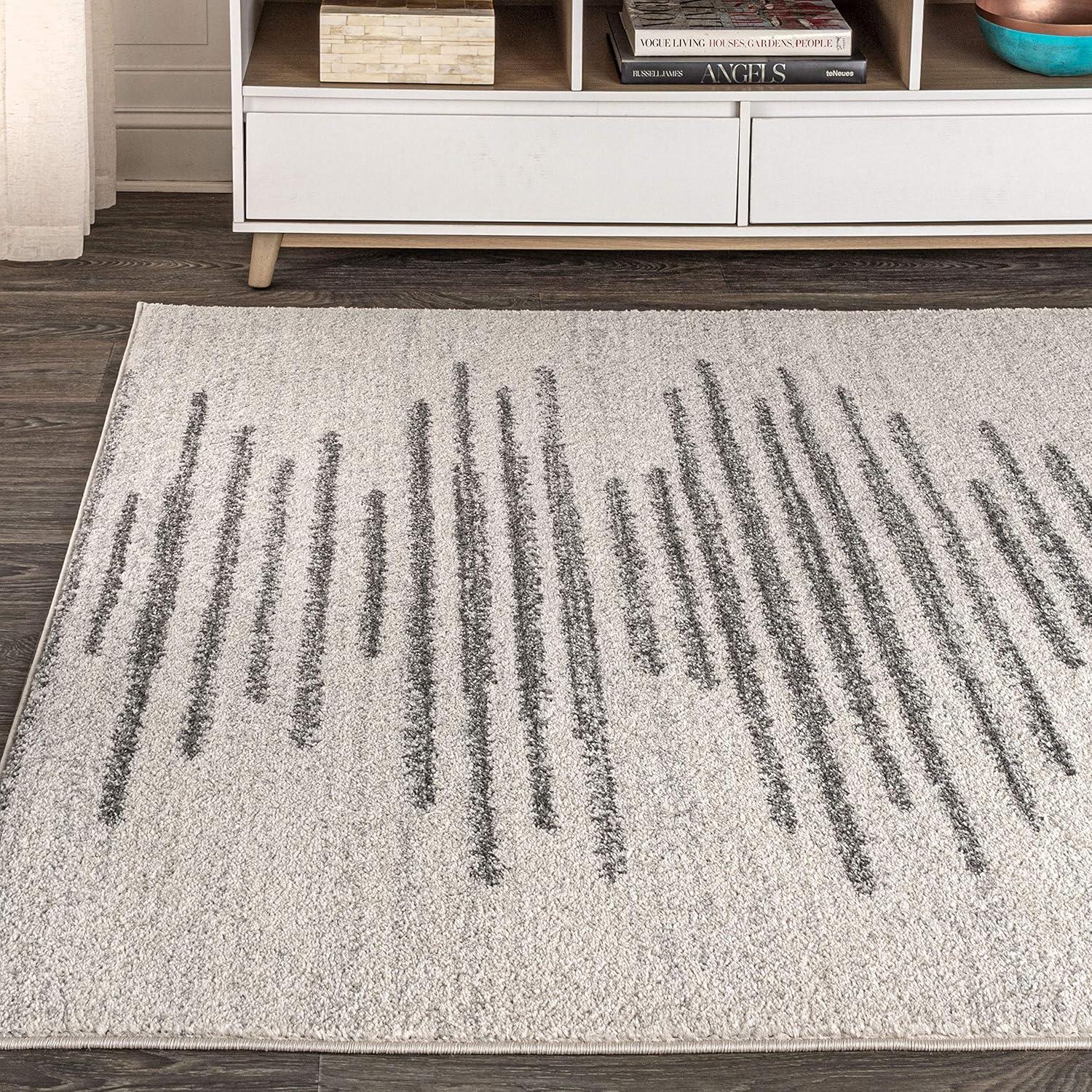 imageJONATHAN Y Aya Berber Stripe Geometric CreamGray Indoor Area Rug 8x10 Contemporary Modern EasyCleaning for Living Room Bedroom Kitchen Pet Friendly NonShedding MOH205A8CreamGray