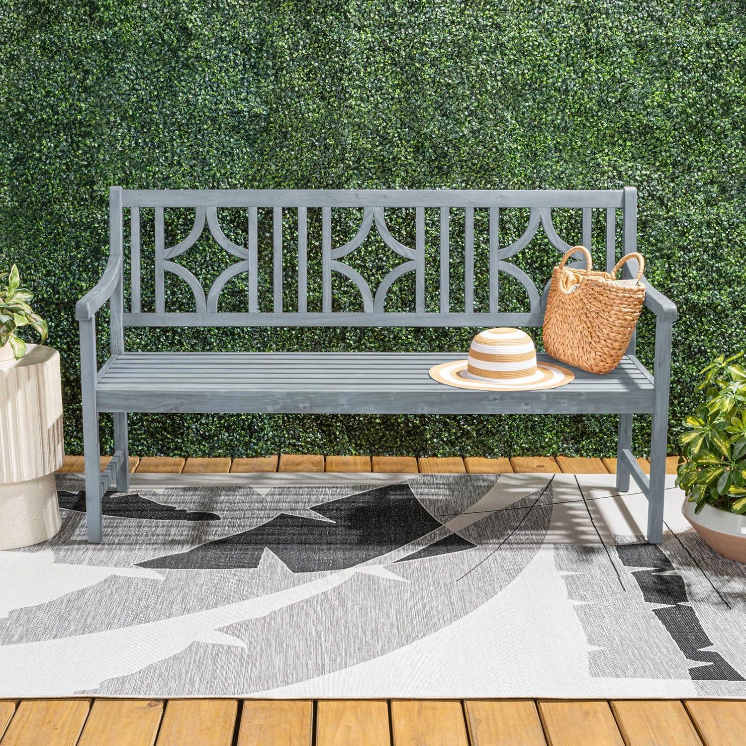 imageJONATHAN Y BNH100B Sloane 591quot 3Seat Ogee DiamondBack 600Lbs Support Acacia Wood Outdoor Garden Patio Bench for Garden Lawn Backyard Pool Deck Beach Firepit GrayGrey