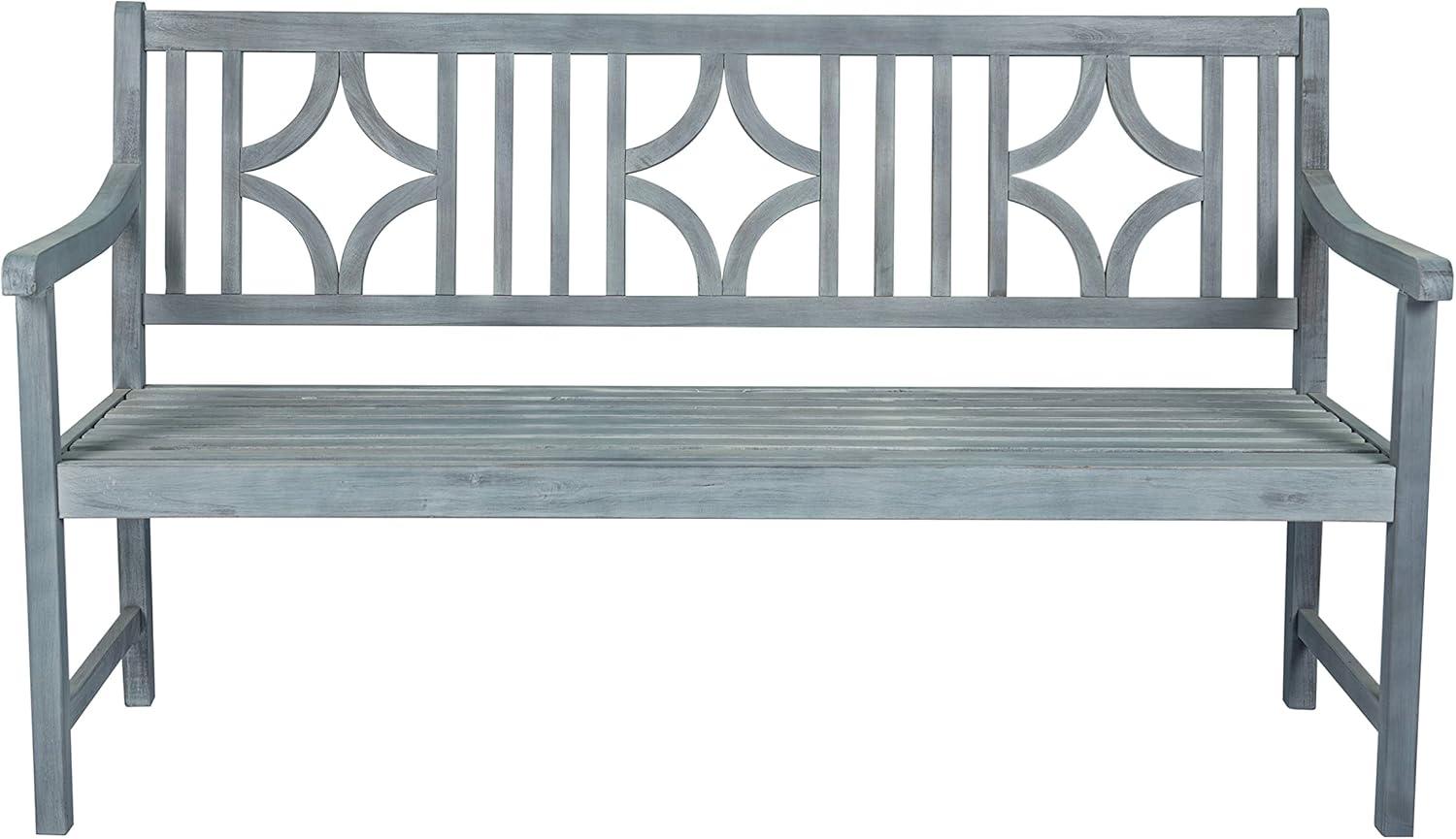 imageJONATHAN Y BNH100B Sloane 591quot 3Seat Ogee DiamondBack 600Lbs Support Acacia Wood Outdoor Garden Patio Bench for Garden Lawn Backyard Pool Deck Beach Firepit GrayGrey