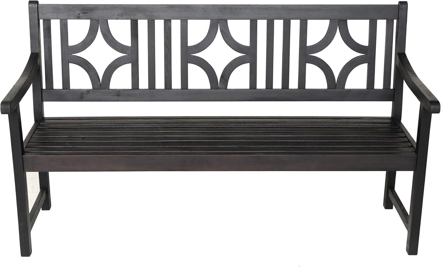 imageJONATHAN Y BNH100B Sloane 591quot 3Seat Ogee DiamondBack 600Lbs Support Acacia Wood Outdoor Garden Patio Bench for Garden Lawn Backyard Pool Deck Beach Firepit GrayBlack