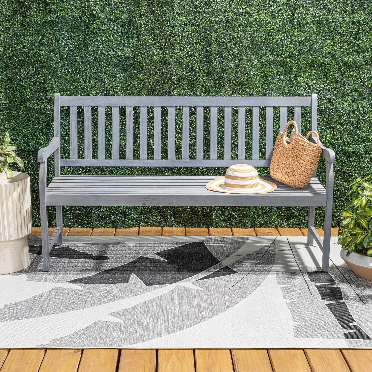 imageJONATHAN Y BNH101A Laurel 591quot 3Seat SlatBack 600Lbs Support Acacia Wood Outdoor Garden Patio Bench for Garden Lawn Backyard Pool Deck Beach Firepit TeakGrey