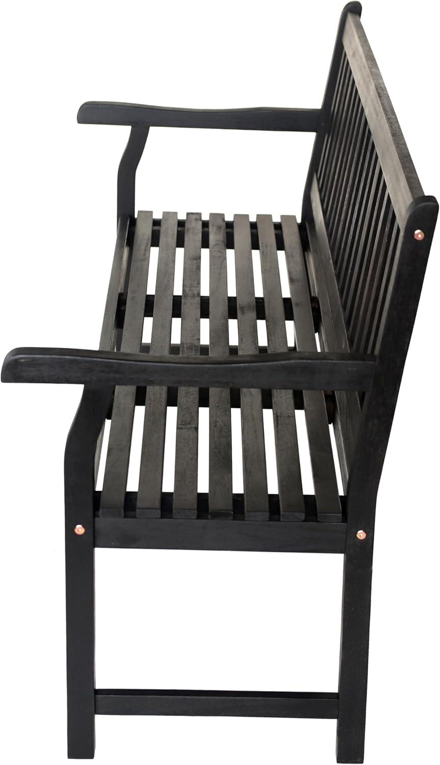 imageJONATHAN Y BNH101A Laurel 591quot 3Seat SlatBack 600Lbs Support Acacia Wood Outdoor Garden Patio Bench for Garden Lawn Backyard Pool Deck Beach Firepit TeakBlack