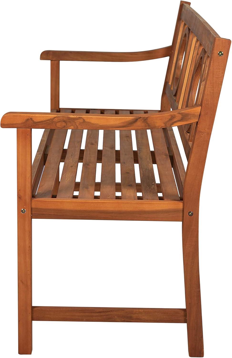 imageJONATHAN Y BNH104A Apollo 512quot 3Seat CircleBack 600Lbs Support Acacia Wood Outdoor Garden Patio Bench for Garden Lawn Backyard Pool Deck Beach Firepit TeakTeak