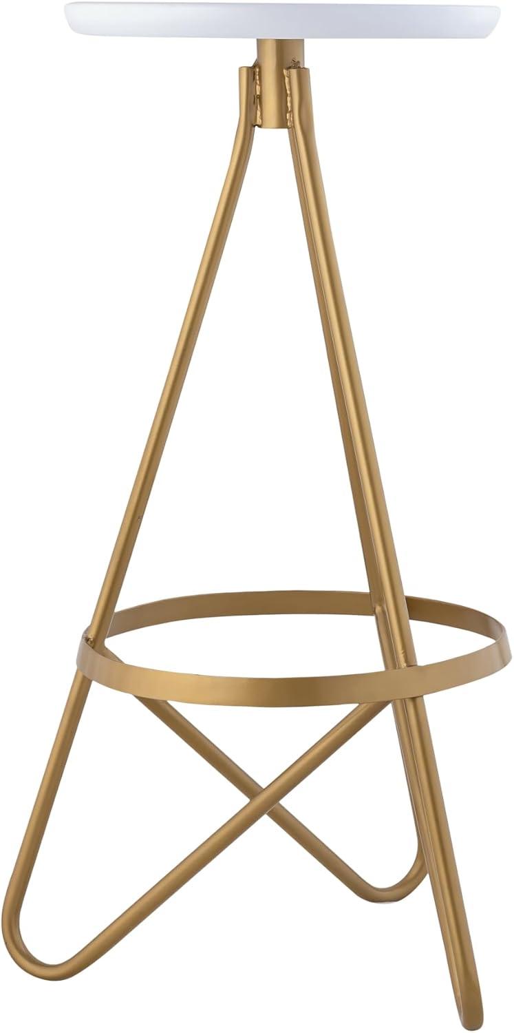 imageJONATHAN Y BSL1000D Spiroa 30quot Modern Industrial Metal Backless Circular Bar Stool for Home Kitchen Dining Room Workspaces Cafes and Resturants White Seat with Gold FrameWhite