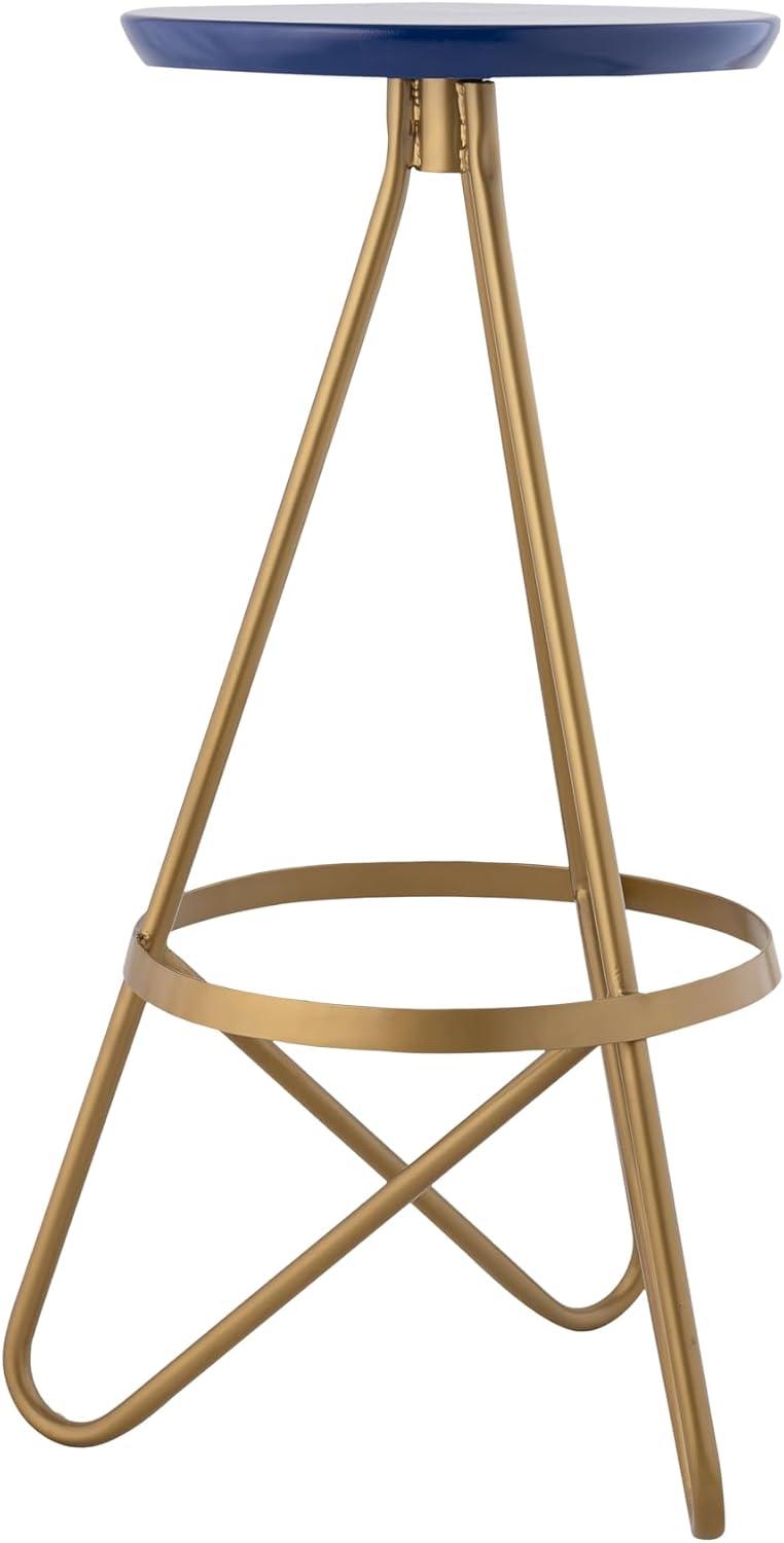 imageJONATHAN Y BSL1000D Spiroa 30quot Modern Industrial Metal Backless Circular Bar Stool for Home Kitchen Dining Room Workspaces Cafes and Resturants White Seat with Gold FrameBlue