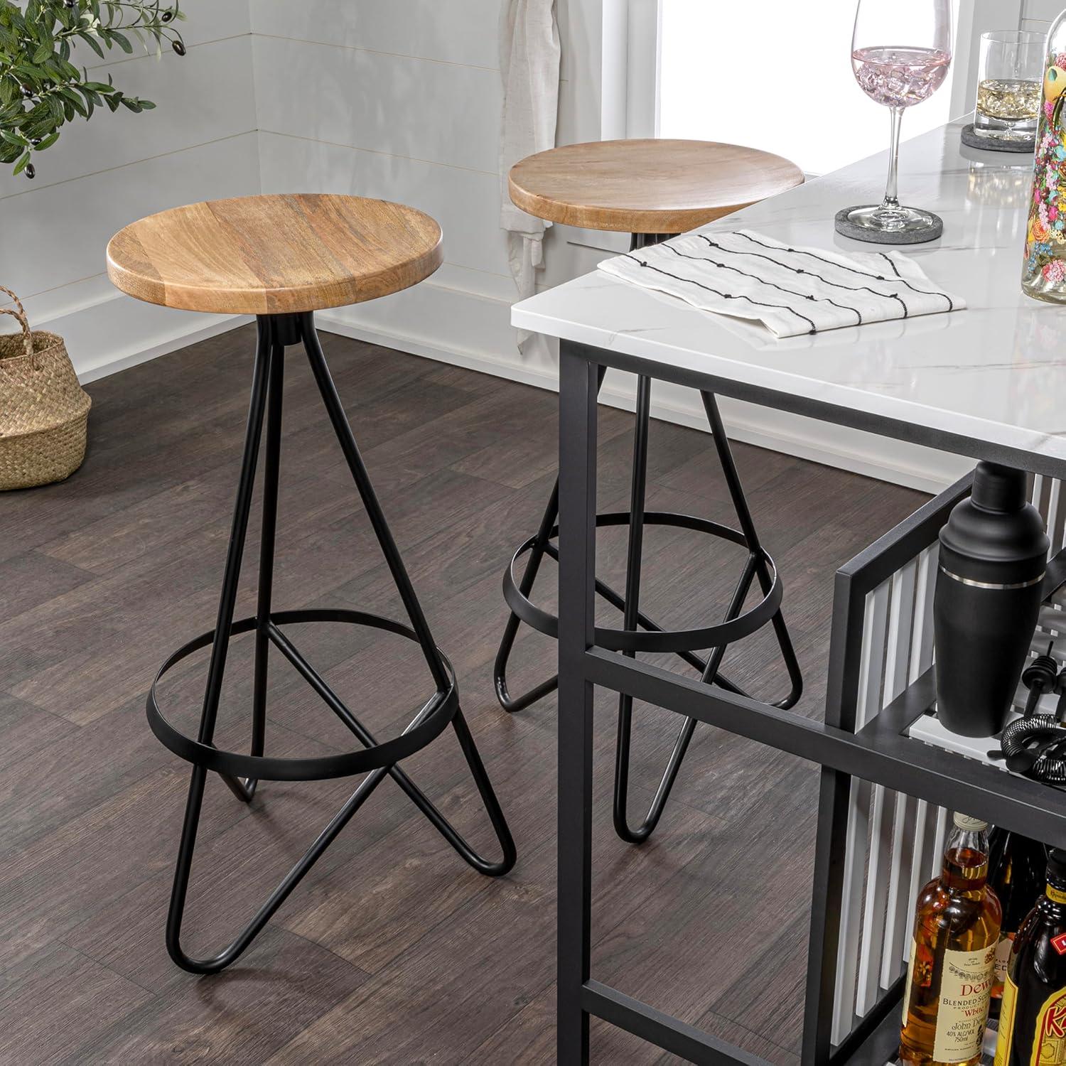 imageJONATHAN Y BSL1000D Spiroa 30quot Modern Industrial Metal Backless Circular Bar Stool for Home Kitchen Dining Room Workspaces Cafes and Resturants White Seat with Gold FrameBrown