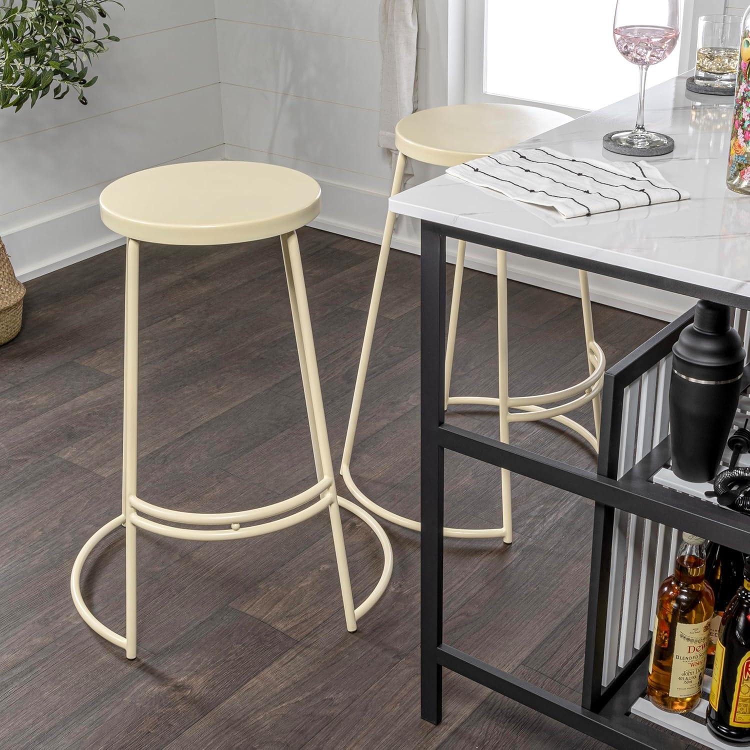 imageJONATHAN Y BSL1001A Hula 2875quot Modern Designer Iron Curved Backless Bar Stool for Home Kitchen Dining Room Workspaces Cafes and Resturants Black Seat with Gold FrameBrown