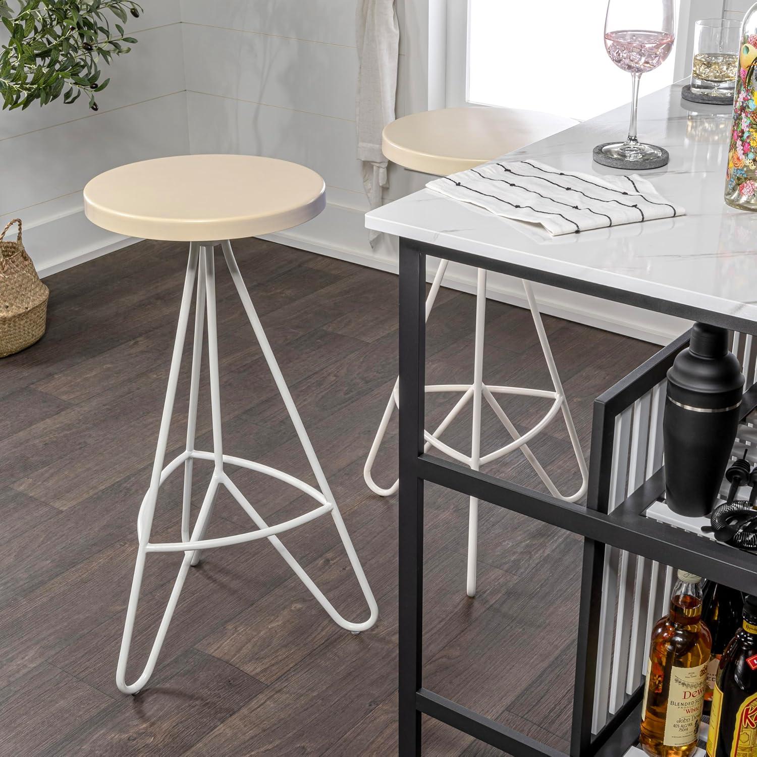 imageJONATHAN Y BSL1002B Trinity 30quot Modern Industiral Iron Tripod Backless Bar Stool for Home Kitchen Dining Room Workspaces Cafes and Resturants White Seat with Gold FrameBrown