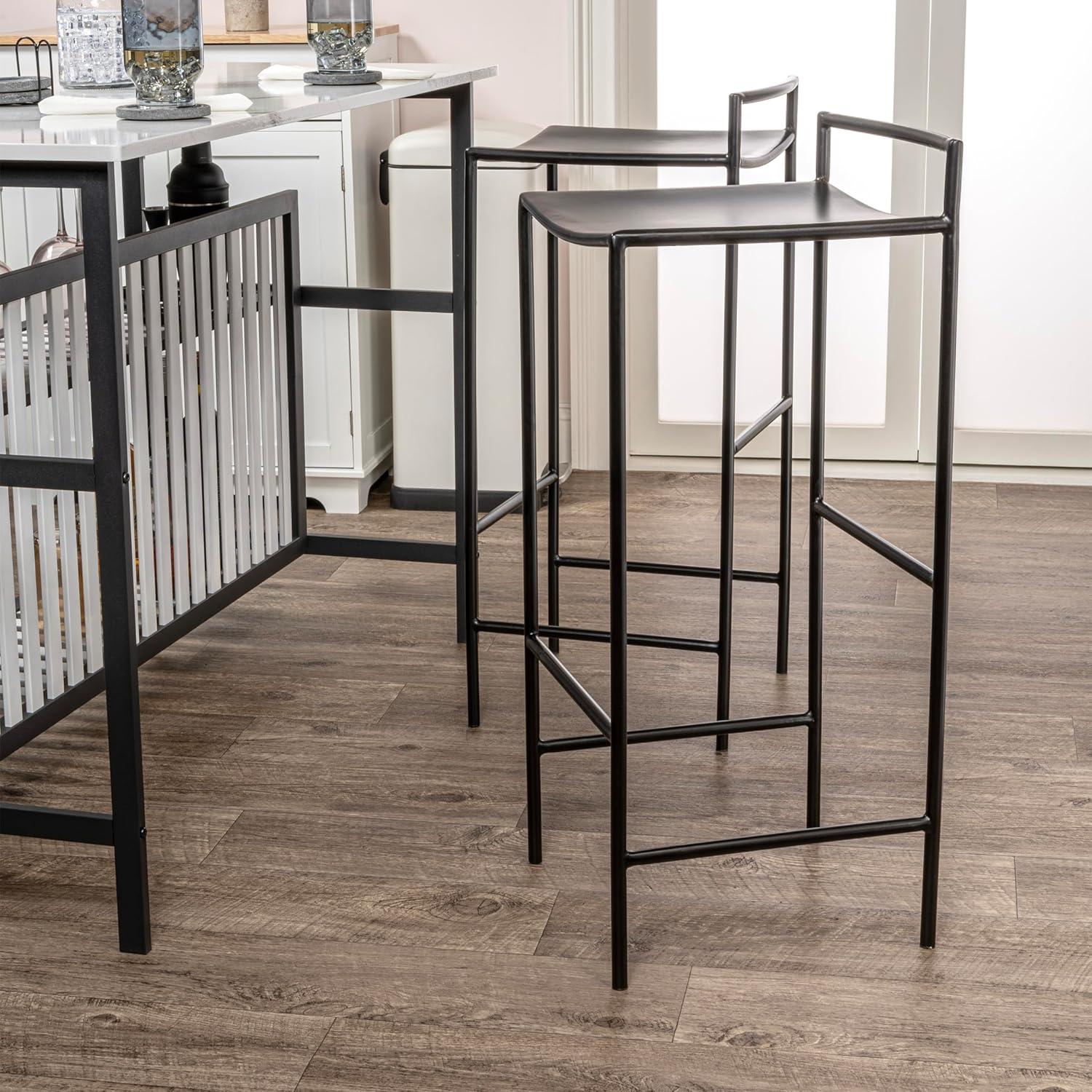 imageJONATHAN Y BSL1004C Svelte 30quot Coastal Contemporary Iron SaddleSeat LowBack Bar Stool with Foot Rest for Home Kitchen Dining Room Workspaces Cafes and Resturants Pink FrameBlack