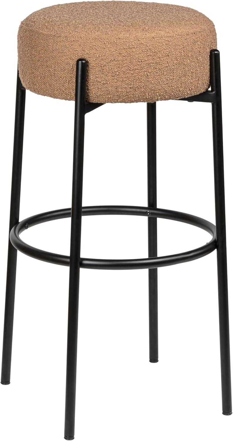 imageJONATHAN Y BSL2000A Paola 30quot Modern Minimalist Round Backless MetalVegan Leather Cushioned Bar Stool for Home Kitchen Dining Room Workspaces Caramel BrownBlackBrown