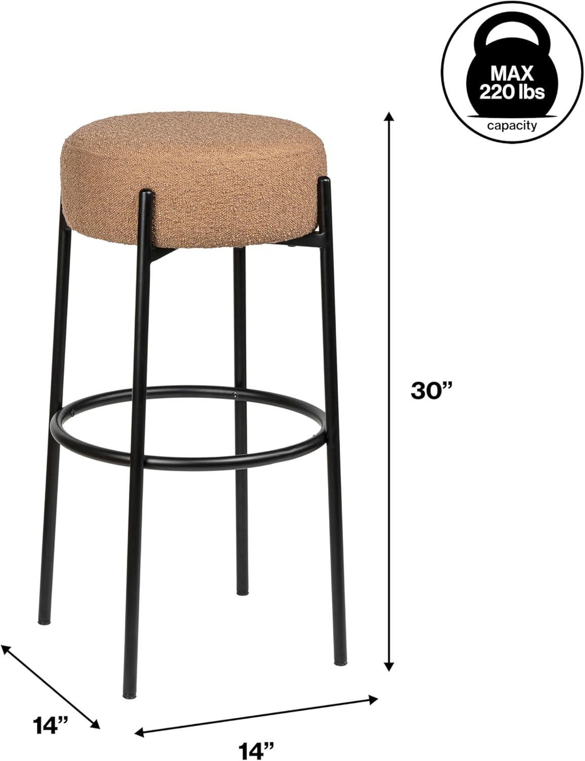 imageJONATHAN Y BSL2000A Paola 30quot Modern Minimalist Round Backless MetalVegan Leather Cushioned Bar Stool for Home Kitchen Dining Room Workspaces Caramel BrownBlackBrown