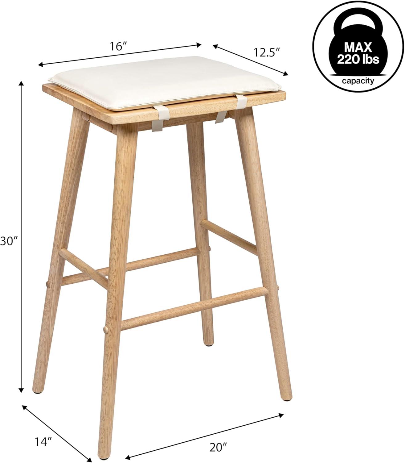 imageJONATHAN Y BSL2002C Peroni 305quot MidCentury Classic SaddleSeat Solid WoodVegan Leather Backless Bar Stool for Home Kitchen Workspaces Cafes and Resturants with Removeable Cushion BlackCream