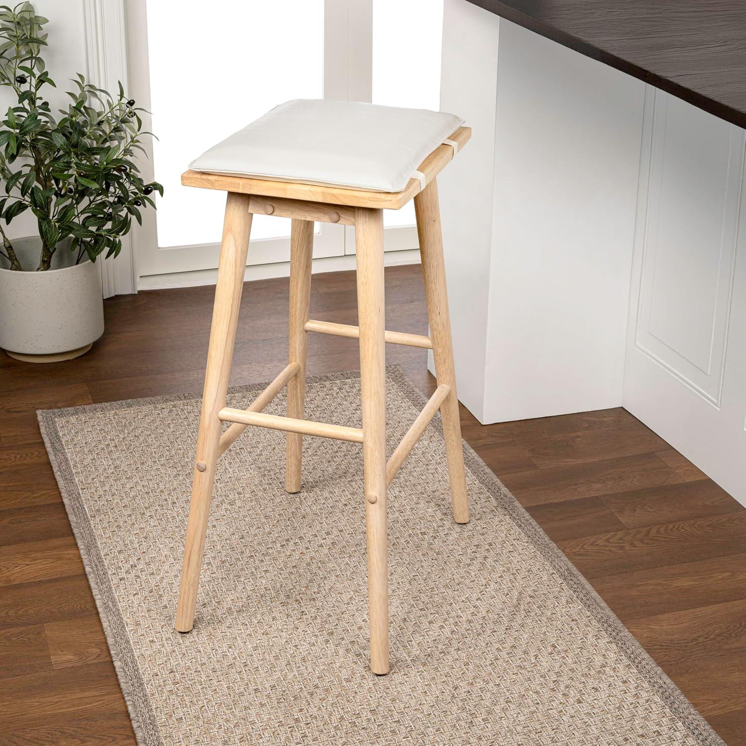 imageJONATHAN Y BSL2002C Peroni 305quot MidCentury Classic SaddleSeat Solid WoodVegan Leather Backless Bar Stool for Home Kitchen Workspaces Cafes and Resturants with Removeable Cushion BlackCream