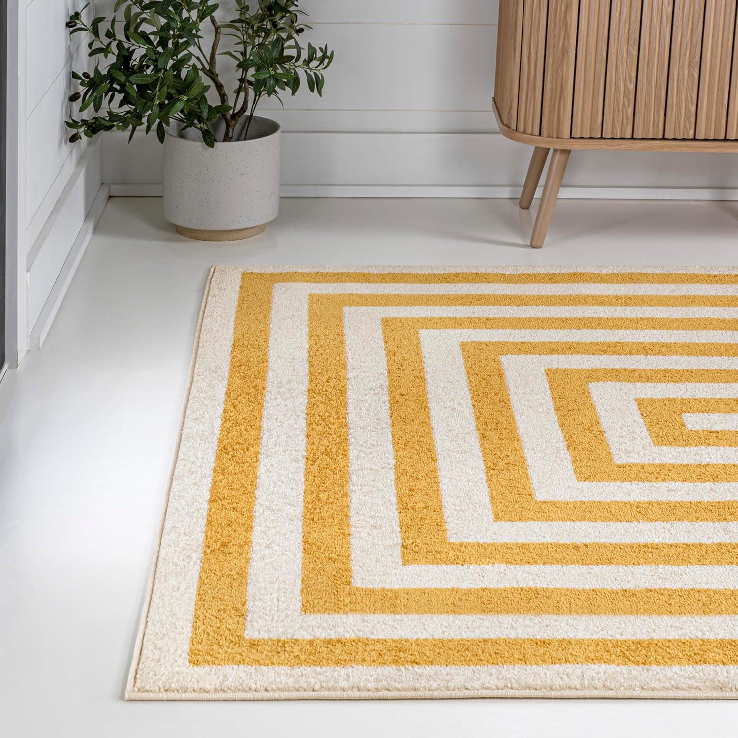 imageJONATHAN Y Bandol Mitre Stripe BrownIvory Indoor Area Rug 8x10 Modern Classic Geometric EasyCleaning for Living Room Bedroom Kitchen Pet Friendly NonShedding MOH211A8YellowIvory