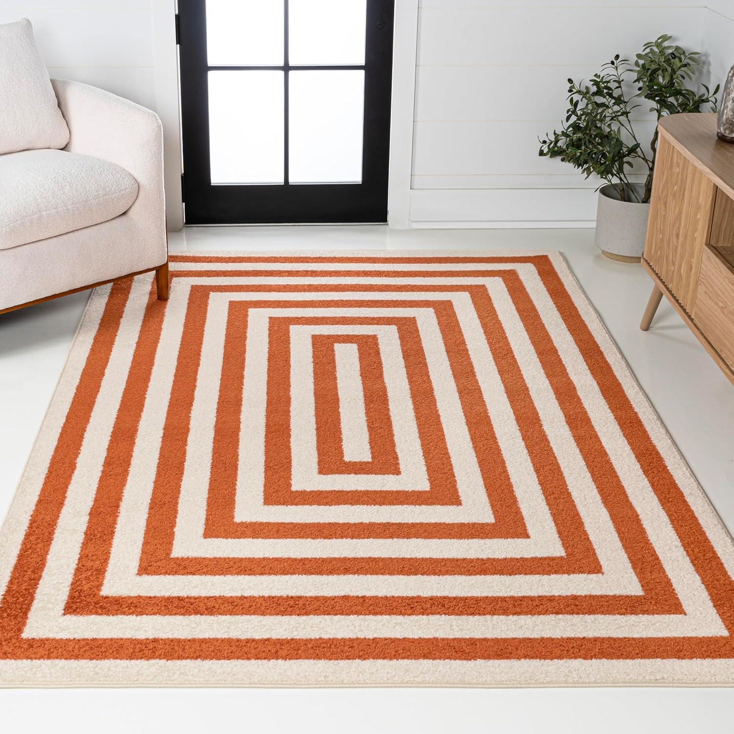 imageJONATHAN Y Bandol Mitre Stripe BrownIvory Indoor Area Rug 8x10 Modern Classic Geometric EasyCleaning for Living Room Bedroom Kitchen Pet Friendly NonShedding MOH211A8TerracottaIvory