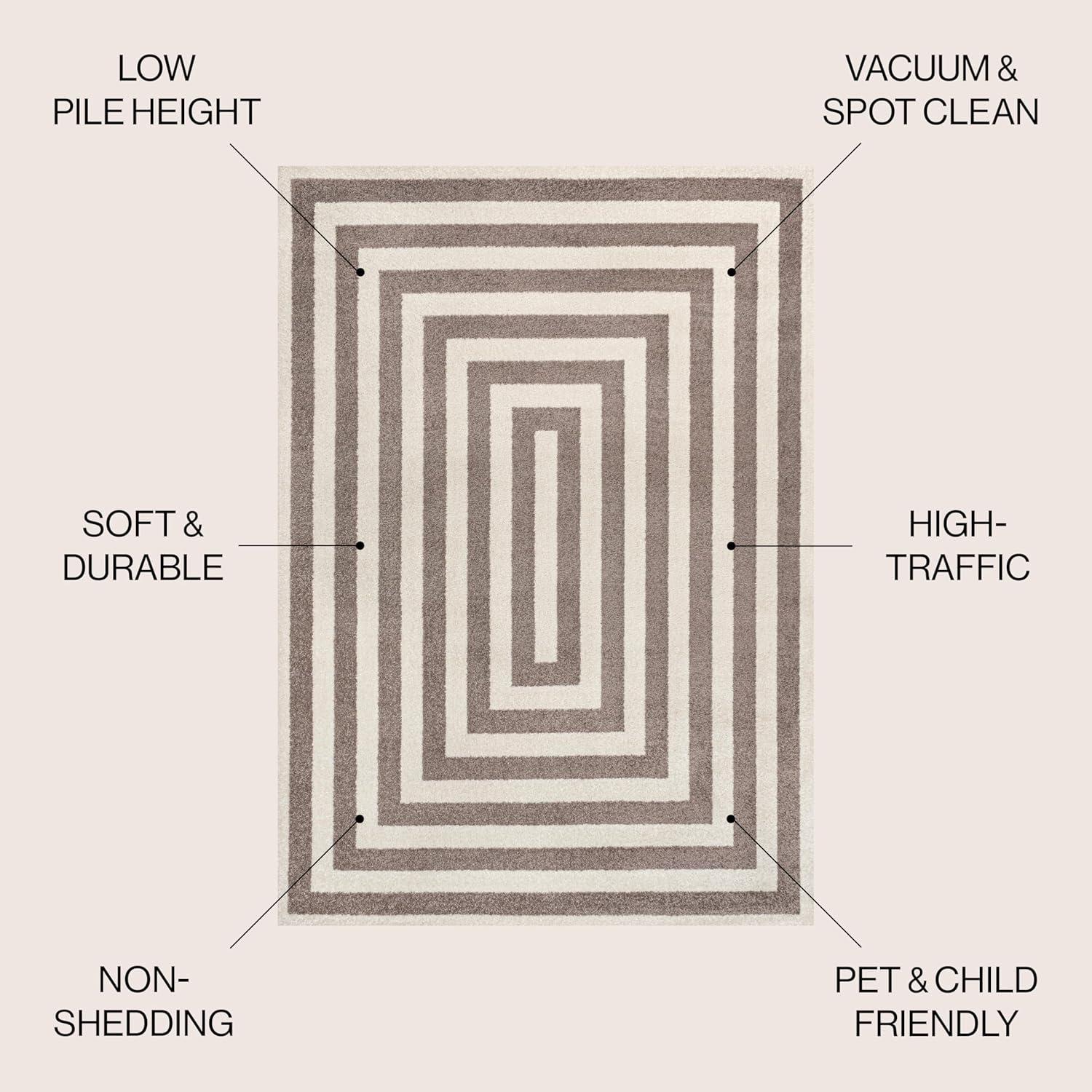 imageJONATHAN Y Bandol Mitre Stripe BrownIvory Indoor Area Rug 8x10 Modern Classic Geometric EasyCleaning for Living Room Bedroom Kitchen Pet Friendly NonShedding MOH211A8BrownIvory