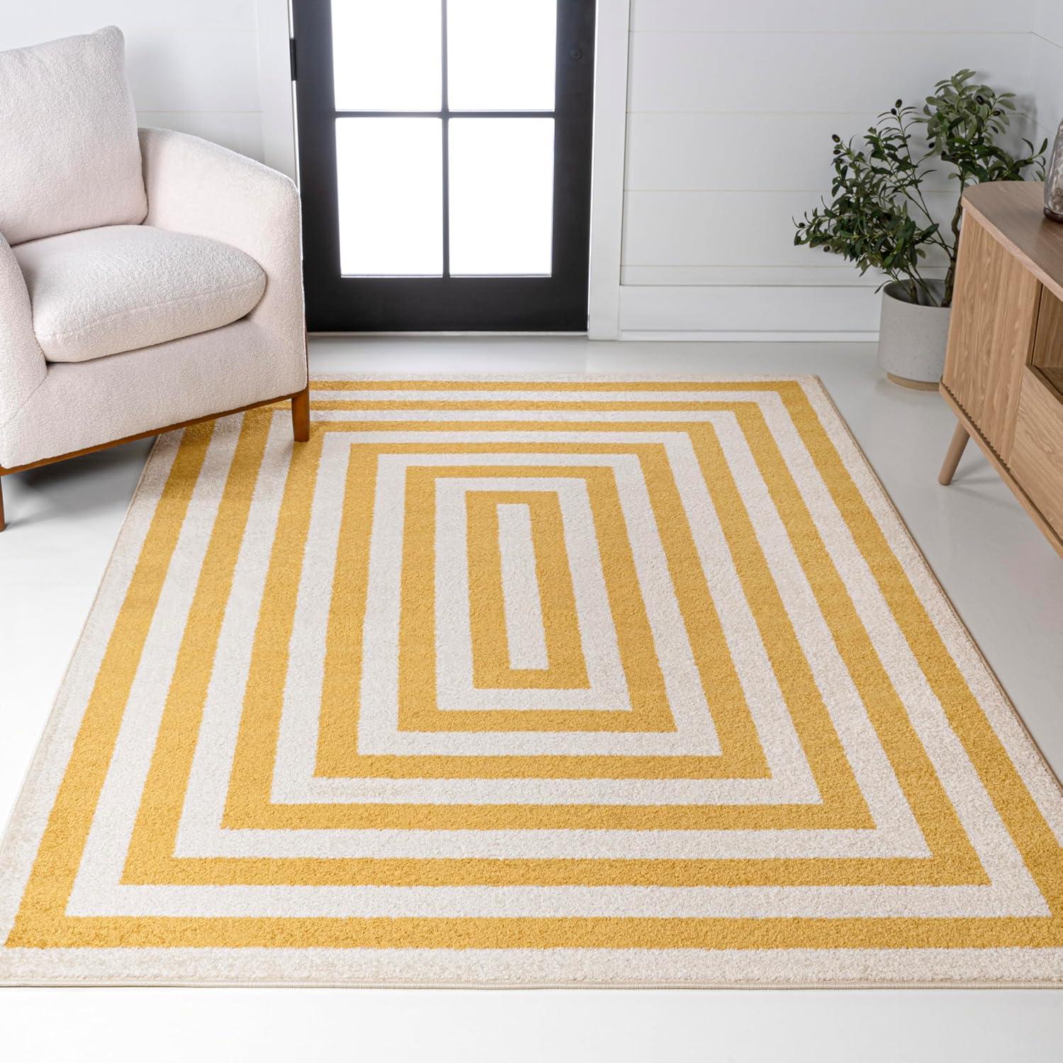 imageJONATHAN Y Bandol Mitre Stripe BrownIvory Indoor Area Rug 8x10 Modern Classic Geometric EasyCleaning for Living Room Bedroom Kitchen Pet Friendly NonShedding MOH211A8YellowIvory