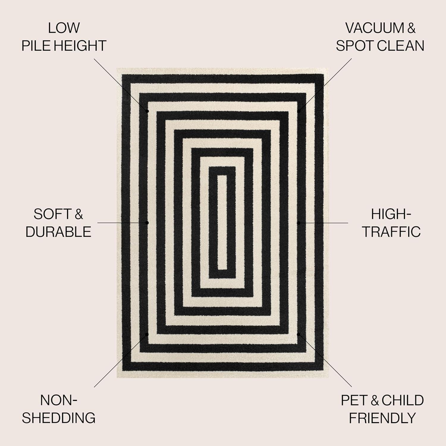 imageJONATHAN Y Bandol Mitre Stripe BrownIvory Indoor Area Rug 8x10 Modern Classic Geometric EasyCleaning for Living Room Bedroom Kitchen Pet Friendly NonShedding MOH211A8BlackIvory