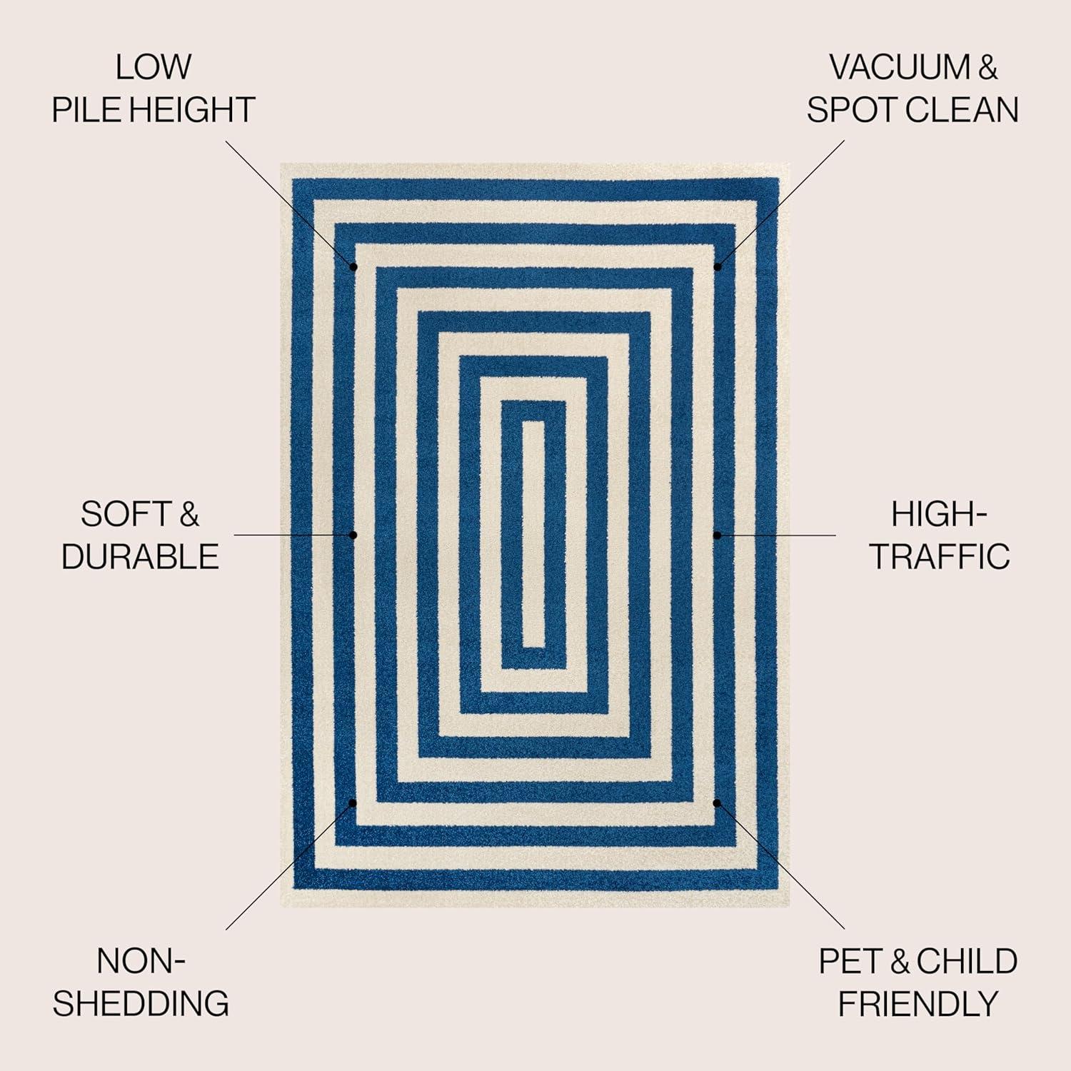 imageJONATHAN Y Bandol Mitre Stripe BrownIvory Indoor Area Rug 8x10 Modern Classic Geometric EasyCleaning for Living Room Bedroom Kitchen Pet Friendly NonShedding MOH211A8NavyIvory