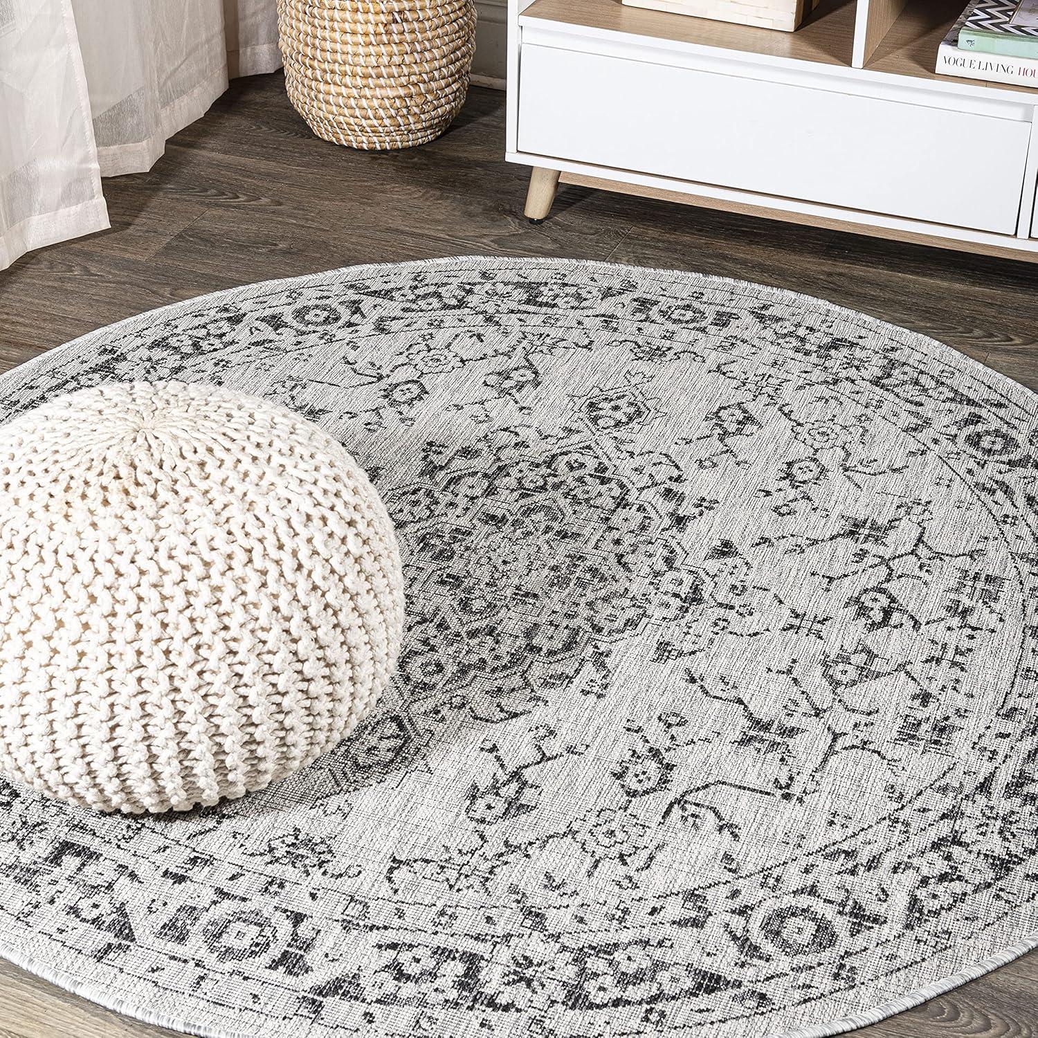 imageJONATHAN Y Boho Medallion Indoor Outdoor Area Rug 8X10 GrayTeal Rozetta Textured Weave for Backyard Patio Porch EasyCleaning High Traffic PetFriendly NonShedding SMB102C8GrayBlack