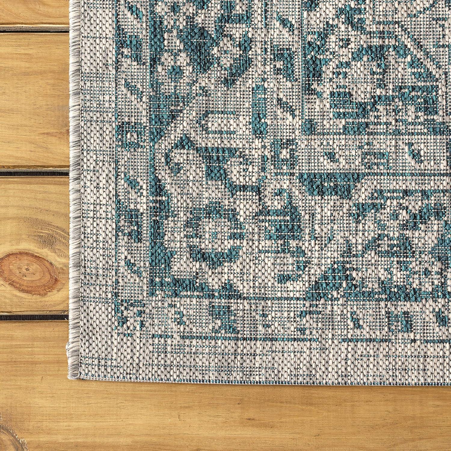 imageJONATHAN Y Boho Medallion Indoor Outdoor Area Rug 8X10 GrayTeal Rozetta Textured Weave for Backyard Patio Porch EasyCleaning High Traffic PetFriendly NonShedding SMB102C8GrayTeal