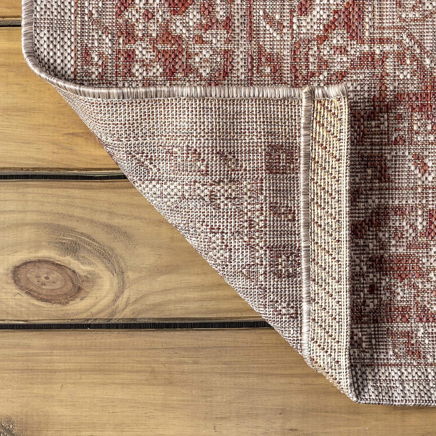 imageJONATHAN Y Boho Medallion Indoor Outdoor Area Rug 8X10 GrayTeal Rozetta Textured Weave for Backyard Patio Porch EasyCleaning High Traffic PetFriendly NonShedding SMB102C8RedTaupe