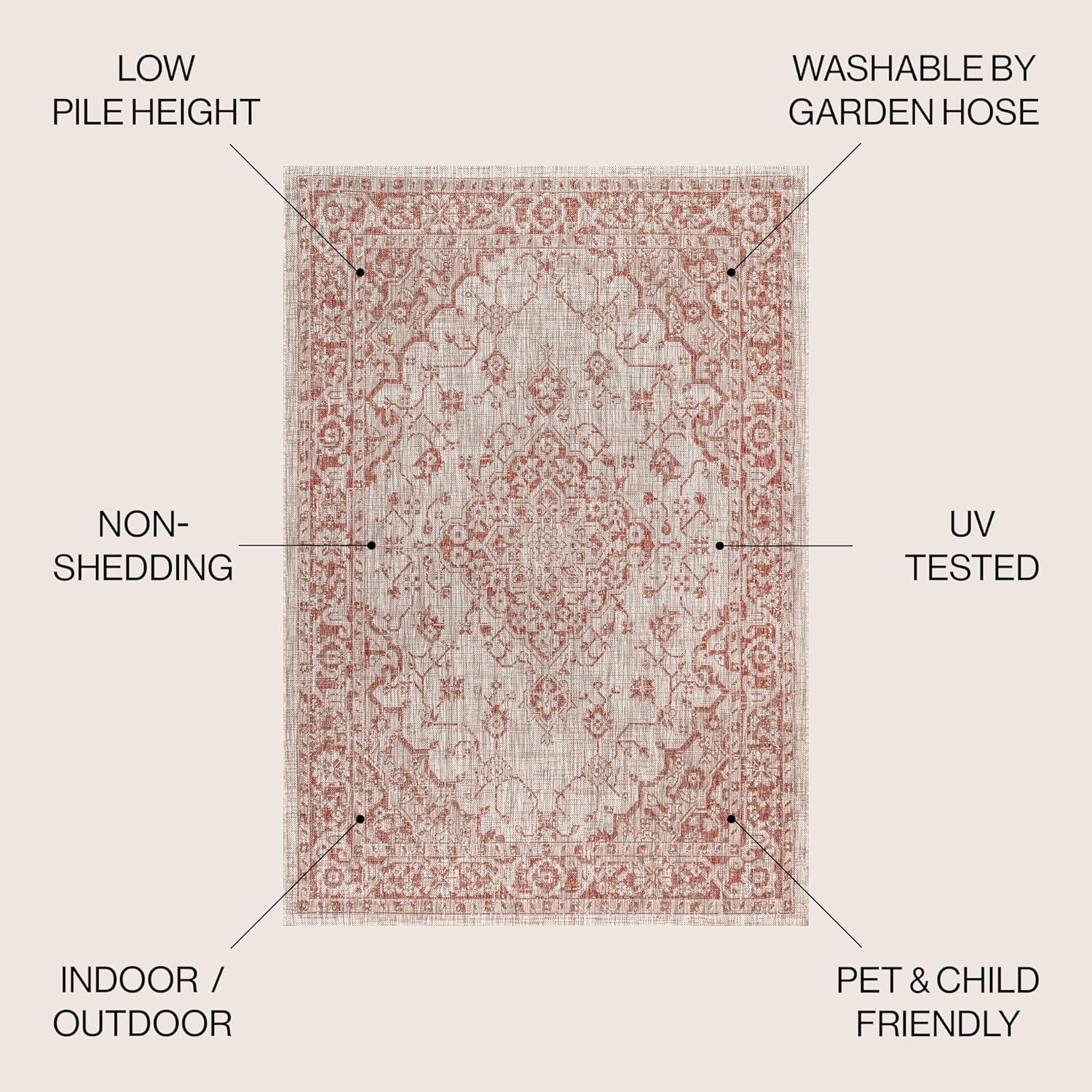 imageJONATHAN Y Boho Medallion Indoor Outdoor Area Rug 8X10 GrayTeal Rozetta Textured Weave for Backyard Patio Porch EasyCleaning High Traffic PetFriendly NonShedding SMB102C8RedTaupe