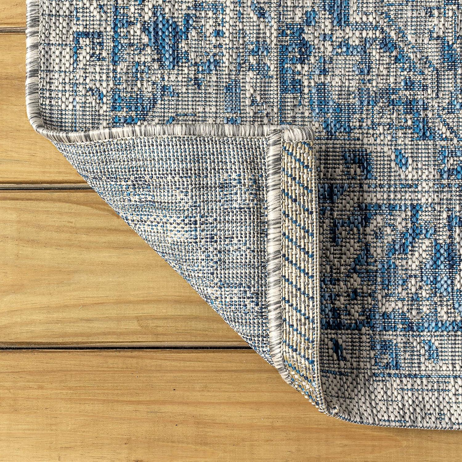 imageJONATHAN Y Boho Medallion Indoor Outdoor Area Rug 8X10 GrayTeal Rozetta Textured Weave for Backyard Patio Porch EasyCleaning High Traffic PetFriendly NonShedding SMB102C8GrayNavy