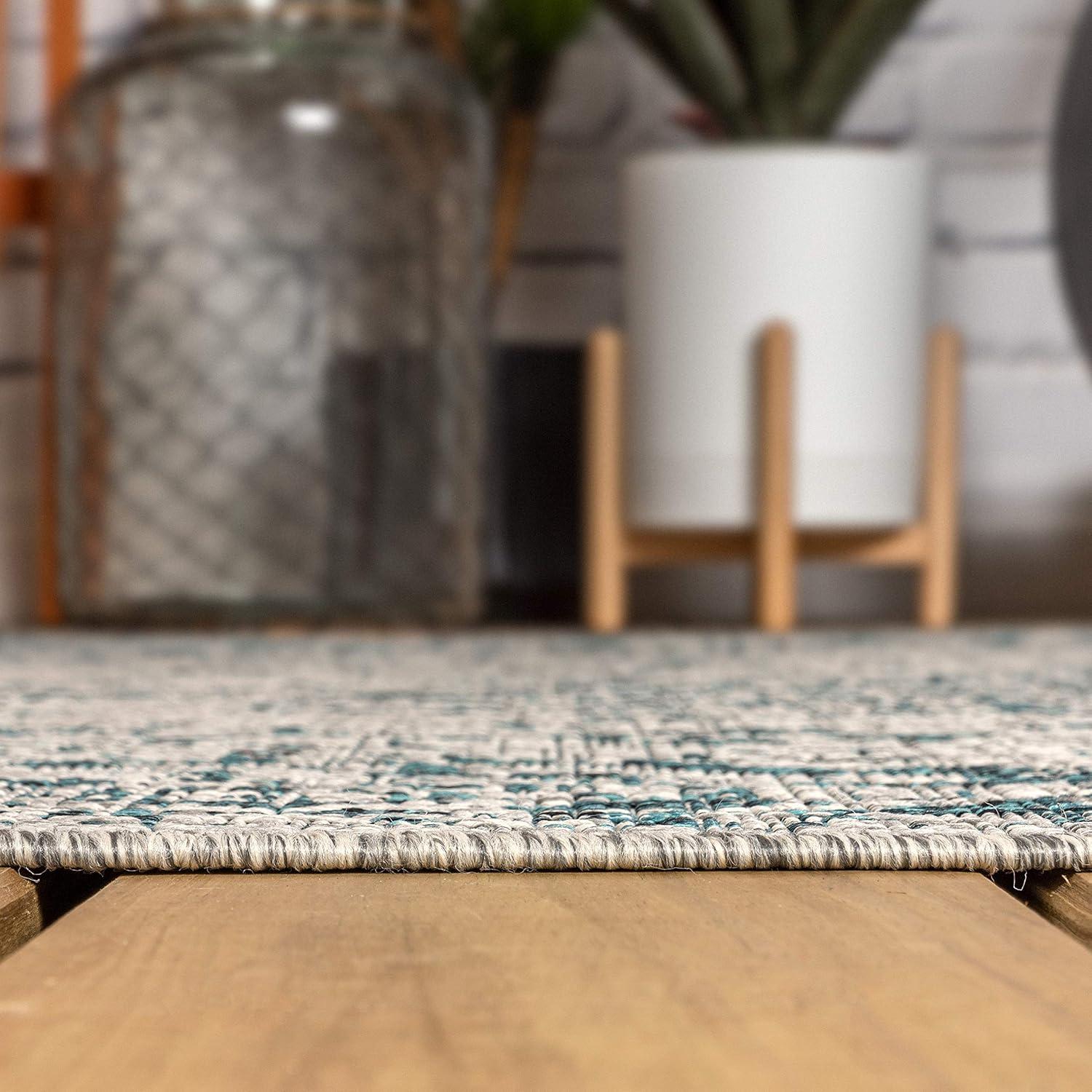 imageJONATHAN Y Boho Medallion Indoor Outdoor Area Rug 8X10 GrayTeal Rozetta Textured Weave for Backyard Patio Porch EasyCleaning High Traffic PetFriendly NonShedding SMB102C8GrayTeal