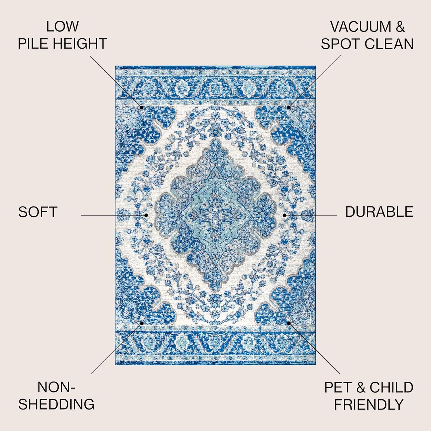 imageJONATHAN Y Boho Vintage BlueMulti Indoor Area Rug 8x10 Bohemian Flair Medallion Floral EasyCleaning High Traffic for Living Room Bedroom Kitchen PetFriendly NonShedding BMF106A8CreamBlue