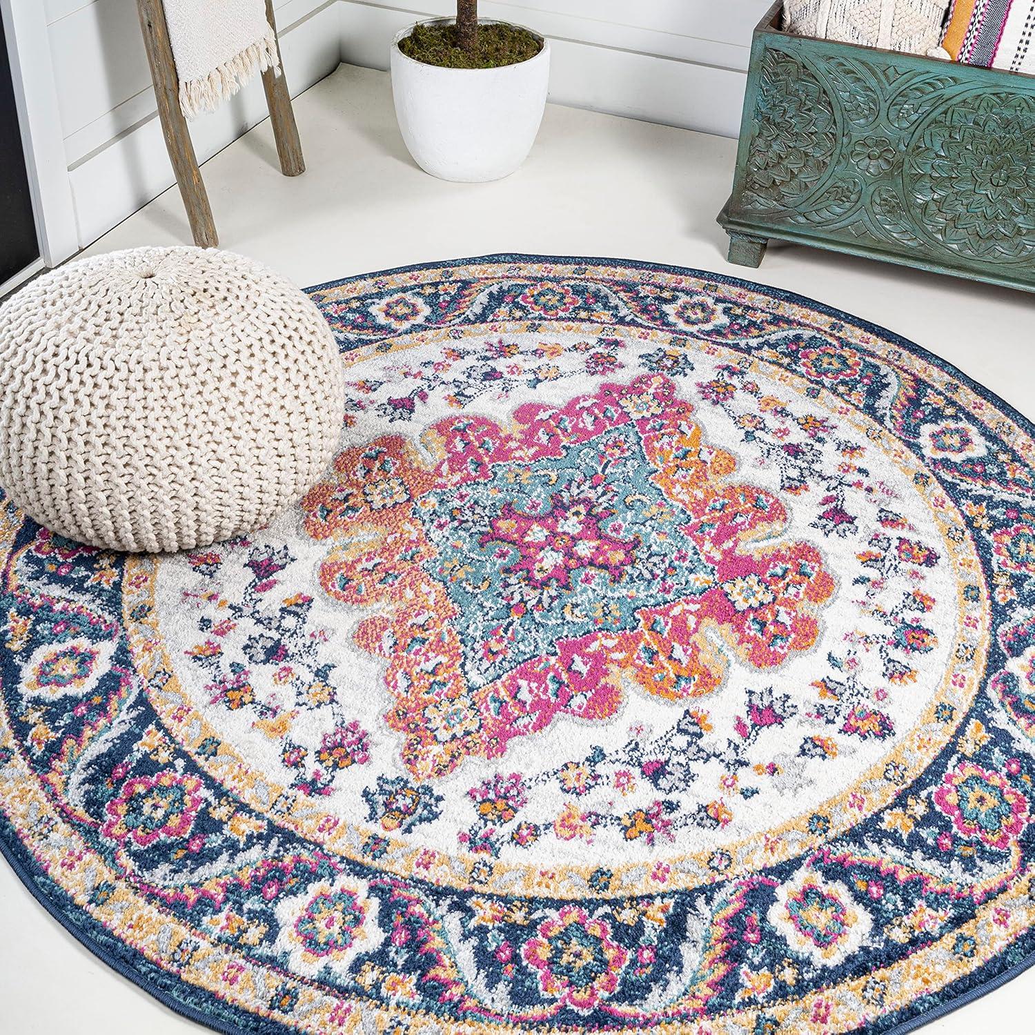 imageJONATHAN Y Boho Vintage BlueMulti Indoor Area Rug 8x10 Bohemian Flair Medallion Floral EasyCleaning High Traffic for Living Room Bedroom Kitchen PetFriendly NonShedding BMF106A8BlueMulti