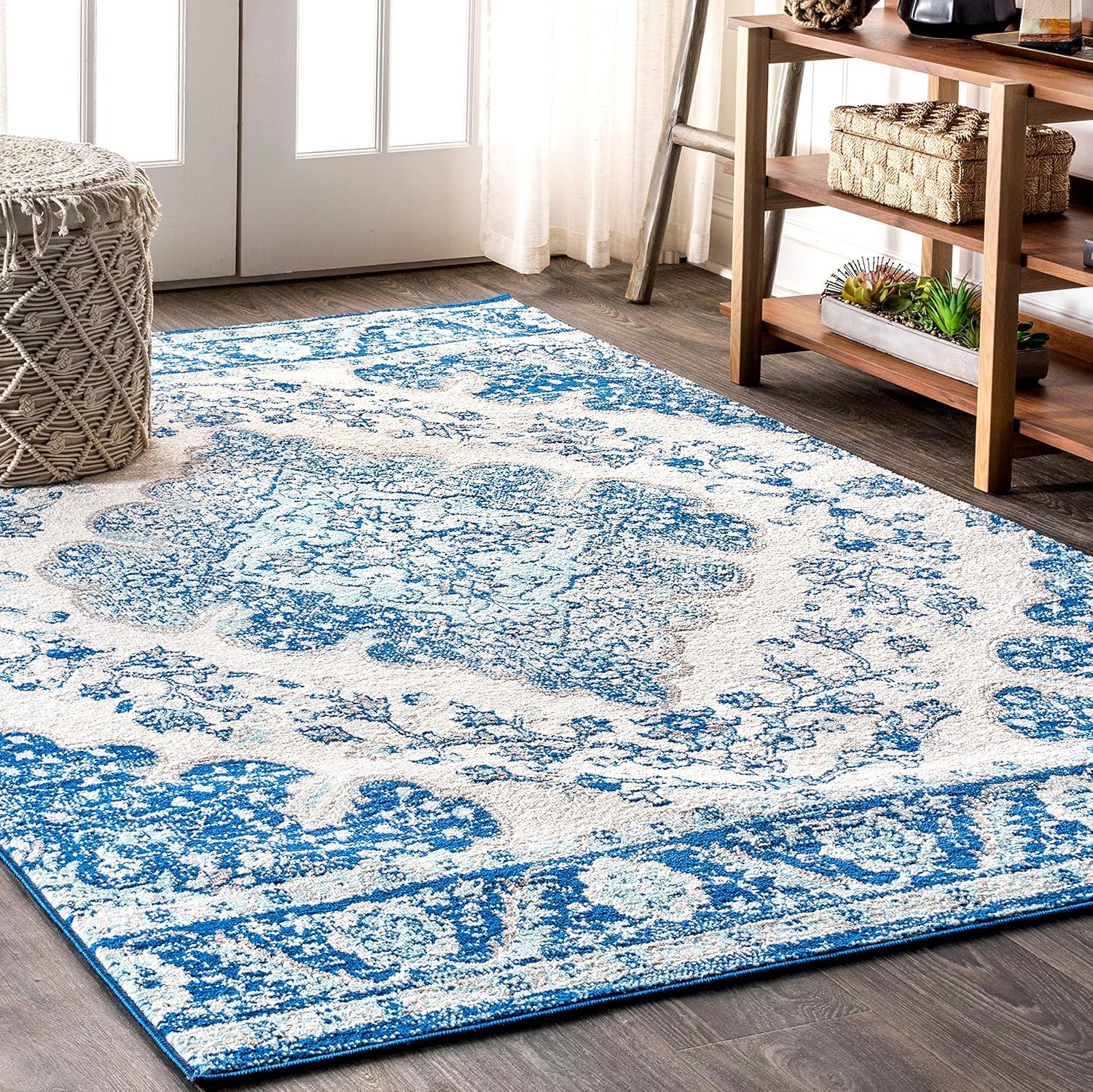 imageJONATHAN Y Boho Vintage BlueMulti Indoor Area Rug 8x10 Bohemian Flair Medallion Floral EasyCleaning High Traffic for Living Room Bedroom Kitchen PetFriendly NonShedding BMF106A8CreamBlue