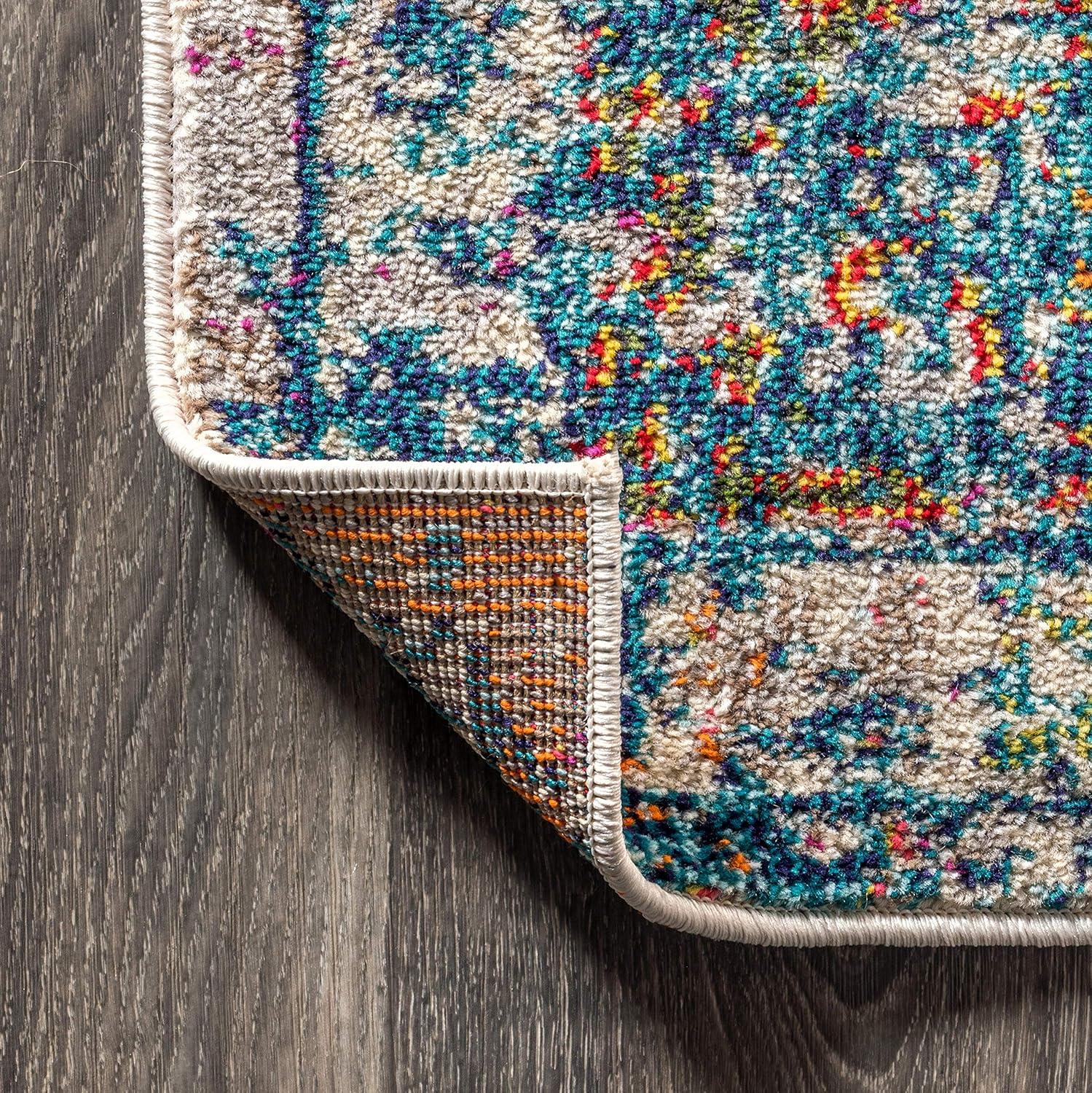 imageJONATHAN Y Boho Vintage NavyCream Indoor Area Rug 8x10 Bohemian Flair Medallion Chic Floral Easy Cleaning High Traffic for Living Room Bedroom Kitchen Pet Friendly NonShedding BMF103B8CreamNavy