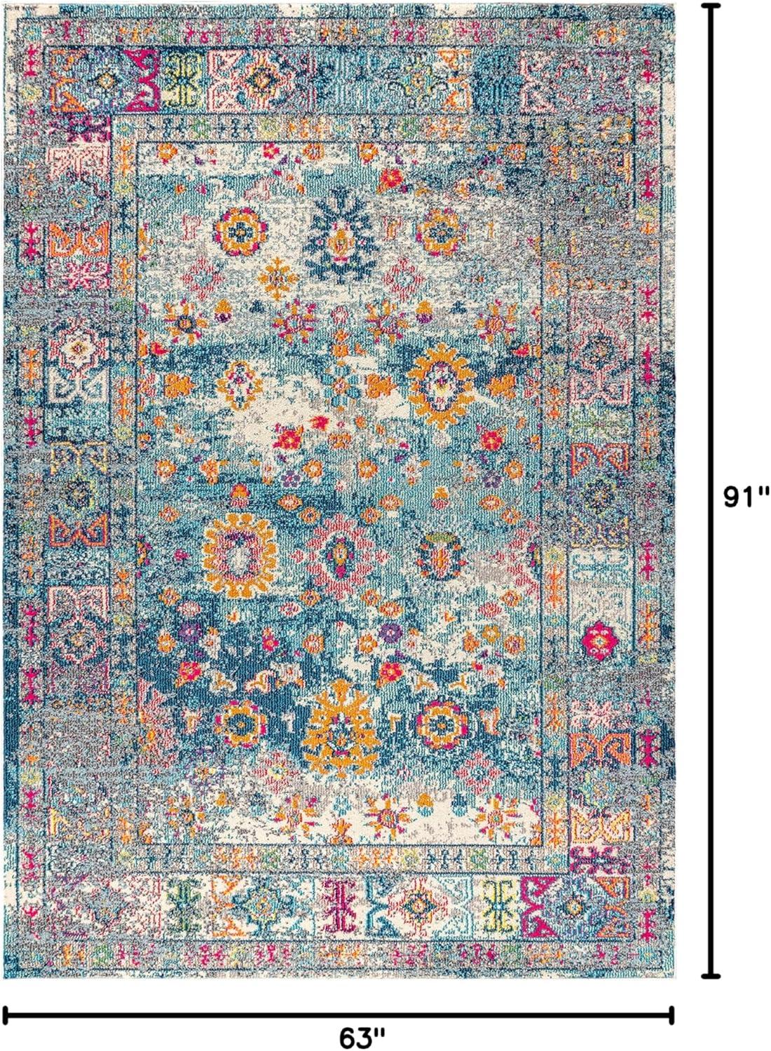 imageJONATHAN Y Boho Vintage NavyCream Indoor Area Rug 8x10 Bohemian Flair Medallion Chic Floral Easy Cleaning High Traffic for Living Room Bedroom Kitchen Pet Friendly NonShedding BMF103B8NavyCream