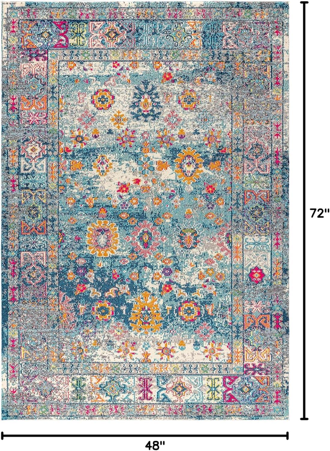 imageJONATHAN Y Boho Vintage NavyCream Indoor Area Rug 8x10 Bohemian Flair Medallion Chic Floral Easy Cleaning High Traffic for Living Room Bedroom Kitchen Pet Friendly NonShedding BMF103B8NavyCream