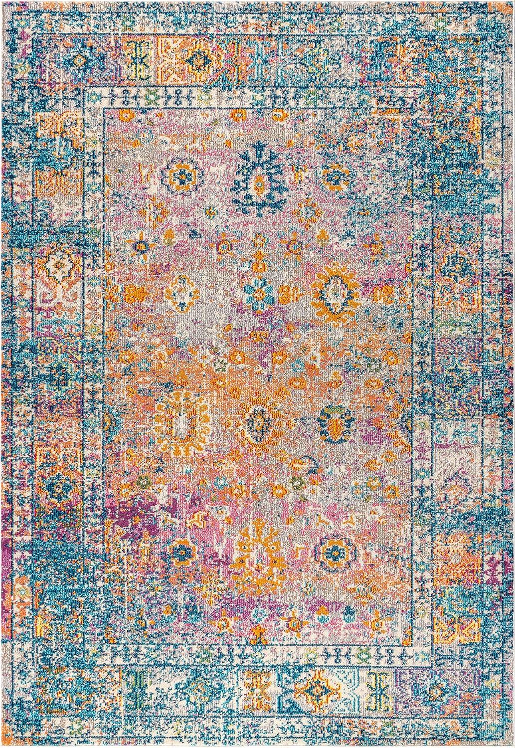 imageJONATHAN Y Boho Vintage NavyCream Indoor Area Rug 8x10 Bohemian Flair Medallion Chic Floral Easy Cleaning High Traffic for Living Room Bedroom Kitchen Pet Friendly NonShedding BMF103B8CreamNavy