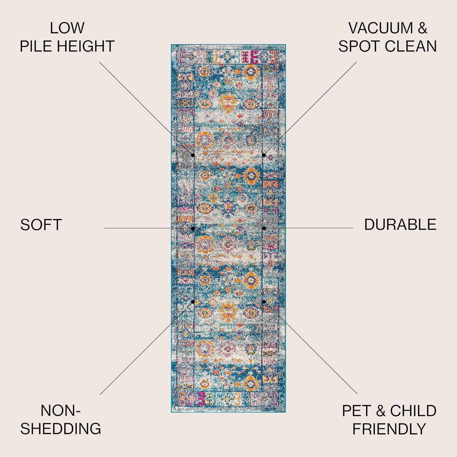 imageJONATHAN Y Boho Vintage NavyCream Indoor Area Rug 8x10 Bohemian Flair Medallion Chic Floral Easy Cleaning High Traffic for Living Room Bedroom Kitchen Pet Friendly NonShedding BMF103B8NavyCream