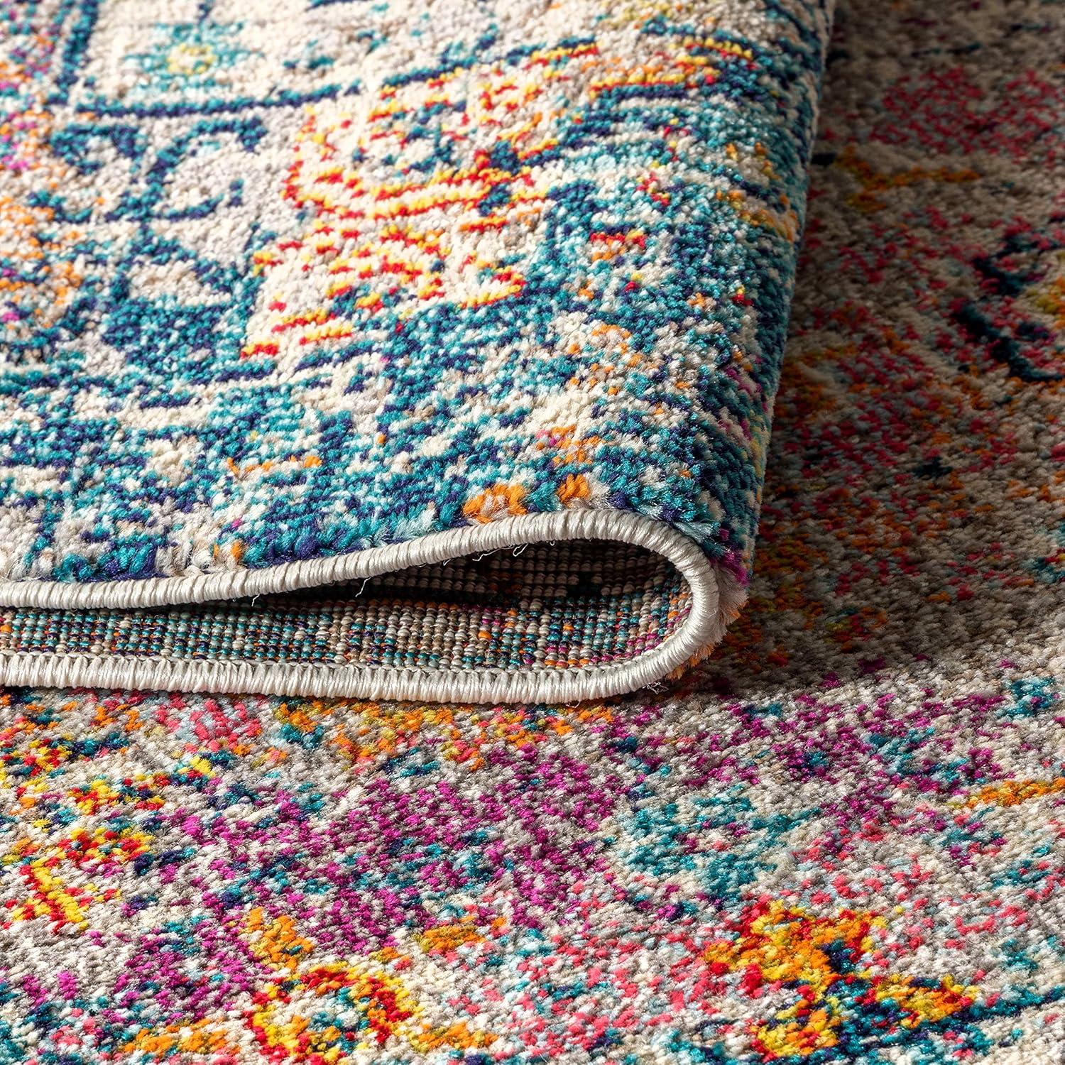 imageJONATHAN Y Boho Vintage NavyCream Indoor Area Rug 8x10 Bohemian Flair Medallion Chic Floral Easy Cleaning High Traffic for Living Room Bedroom Kitchen Pet Friendly NonShedding BMF103B8CreamNavy