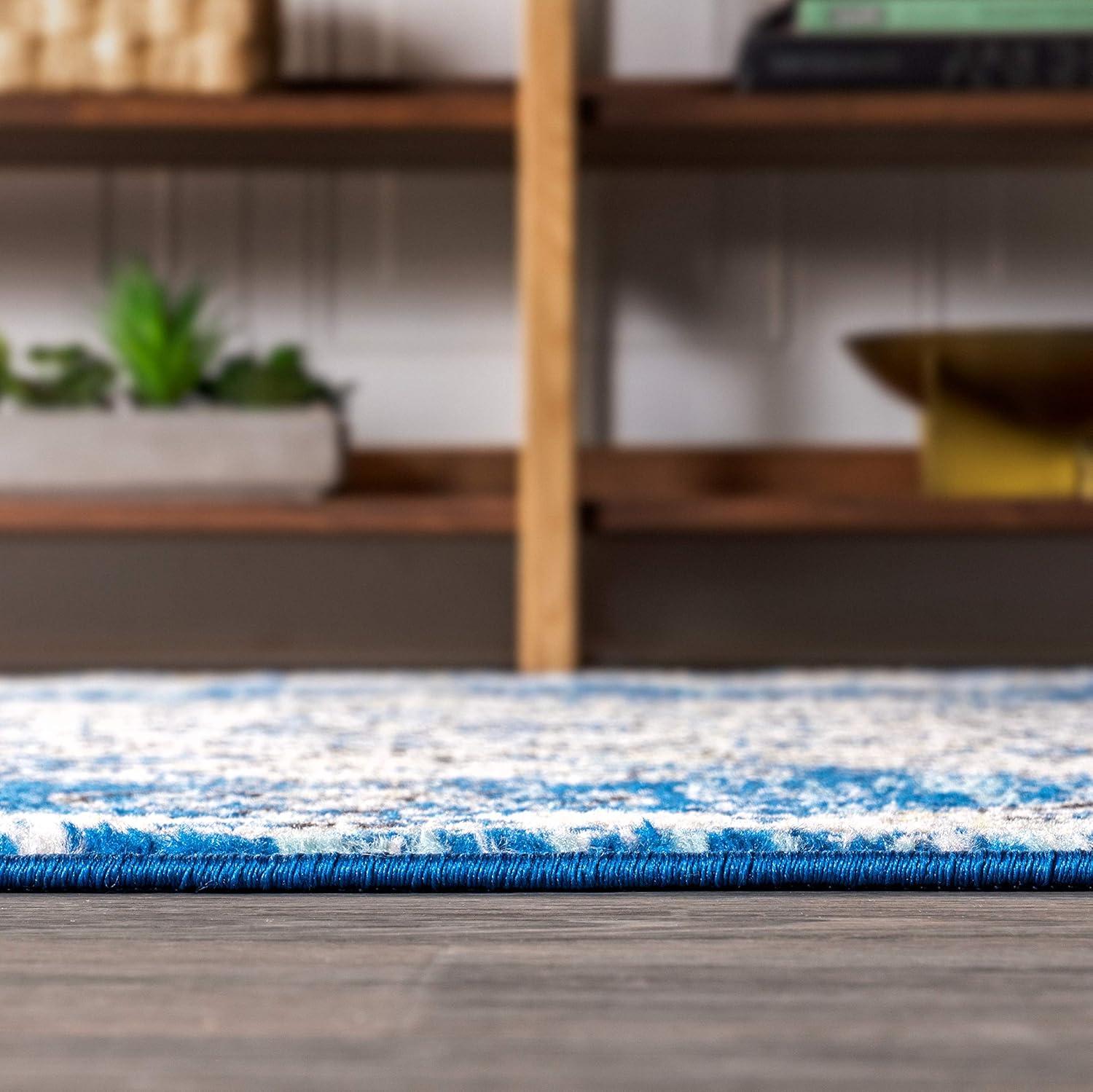 imageJONATHAN Y Boho Vintage PinkCream Indoor Area Rug 8x10 Bohemian Flair Medallion Chic Floral Easy Cleaning High Traffic for Living Room Bedroom Kitchen Pet Friendly NonShedding BMF104A8BlueCream