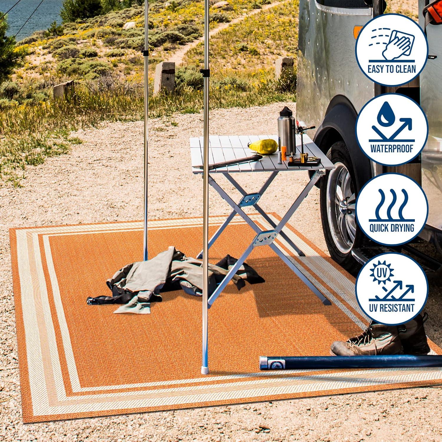 imageJONATHAN Y Border Stripe Indoor Outdoor Area Rug 8X10 OrangeDark Gray James Modern for Backyard Patio Porch EasyCleaning High Traffic PetFriendly NonShedding SMB201A8OrangeCream