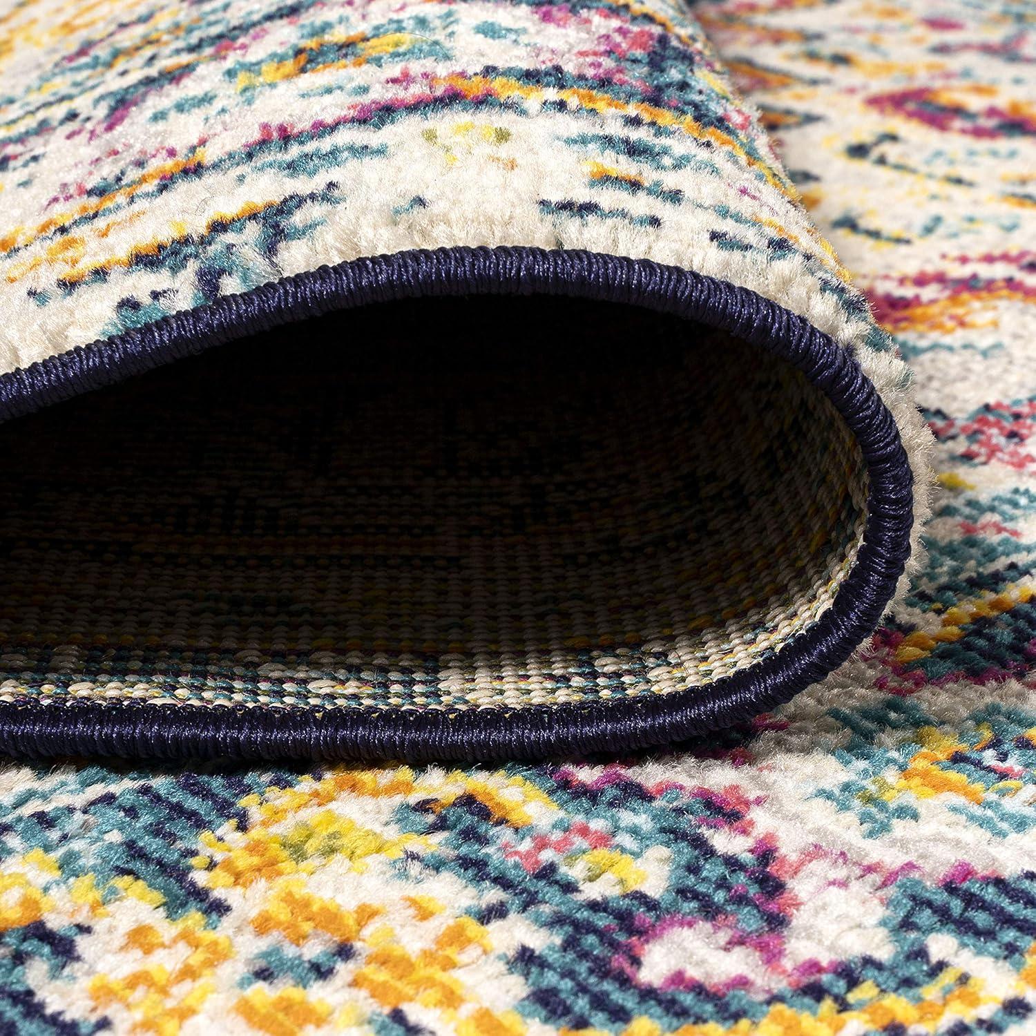 imageJONATHAN Y Brooklyn Geometric Medallion OrangeBlue Indoor Area Rug 8x10 Vintage Bohemian EasyCleaning for Living Room Bedroom Kitchen Pet Friendly NonShedding MDP207D8Navy